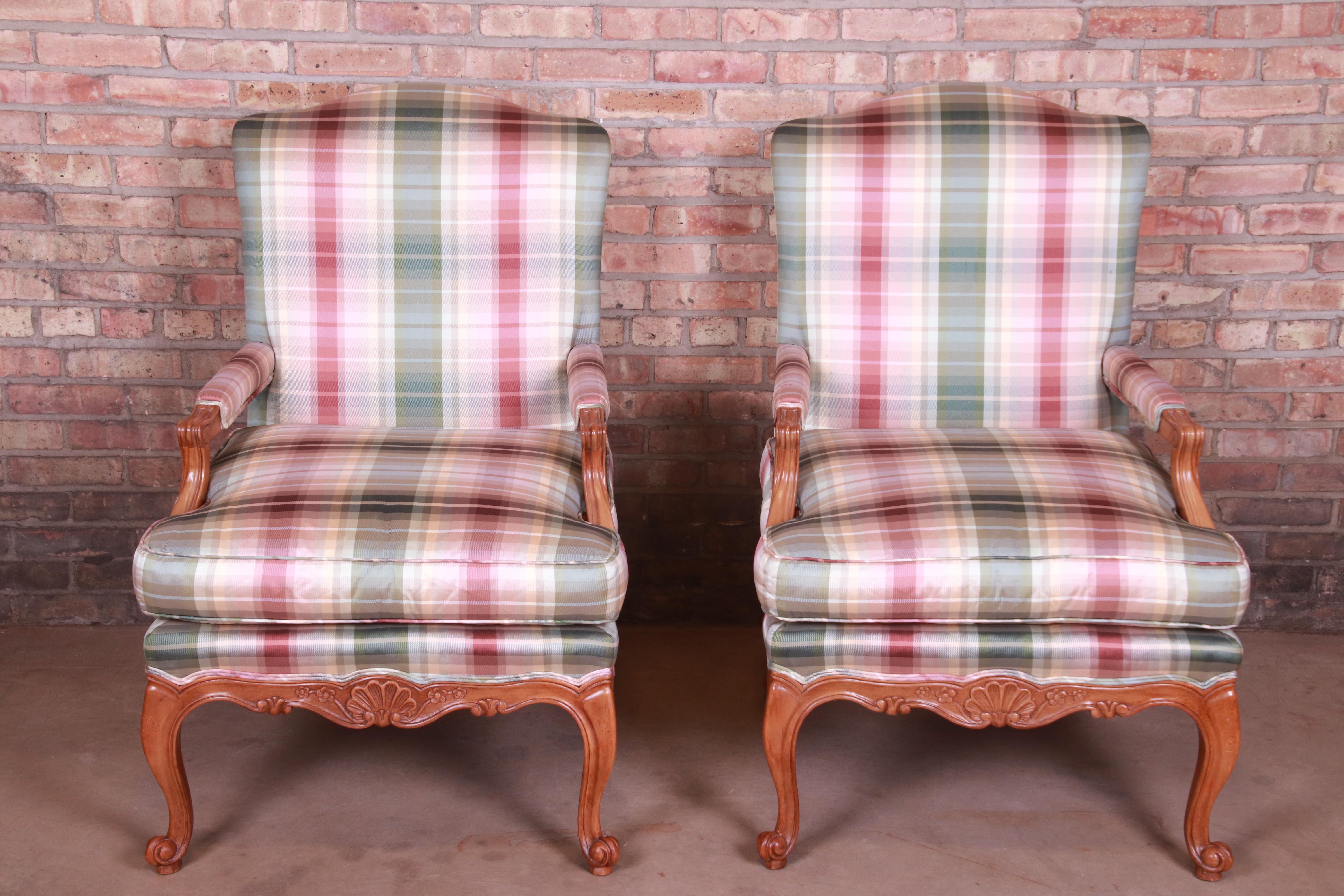 Baker Furniture French Provincial Louis XV Bergère Chairs, Pair 2