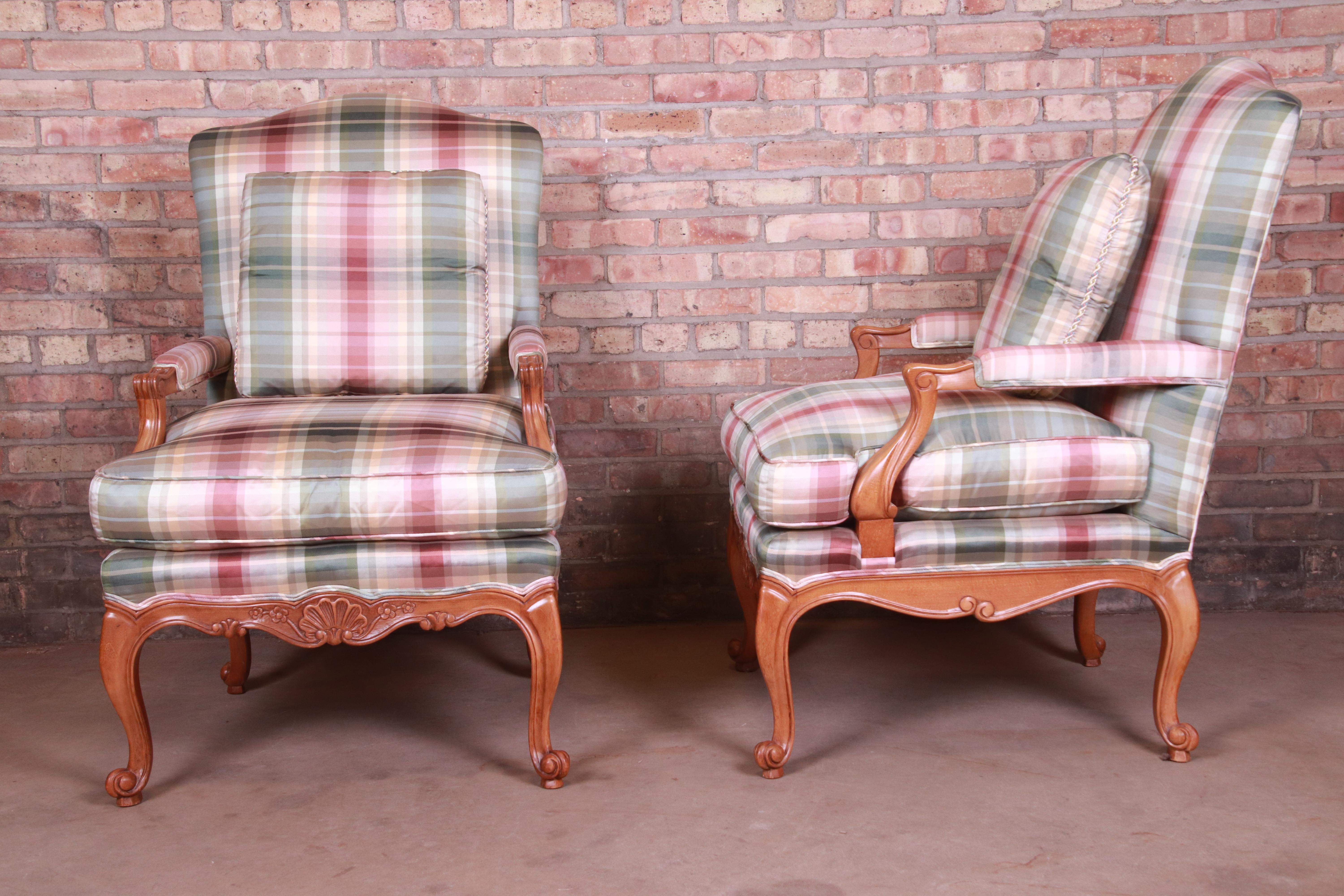 Baker Furniture French Provincial Louis XV Bergère Chairs, Pair 3