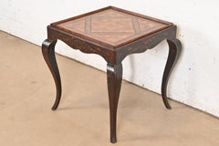 Baker Furniture French Provincial Louis XV Burl Wood and Walnut Tea Table