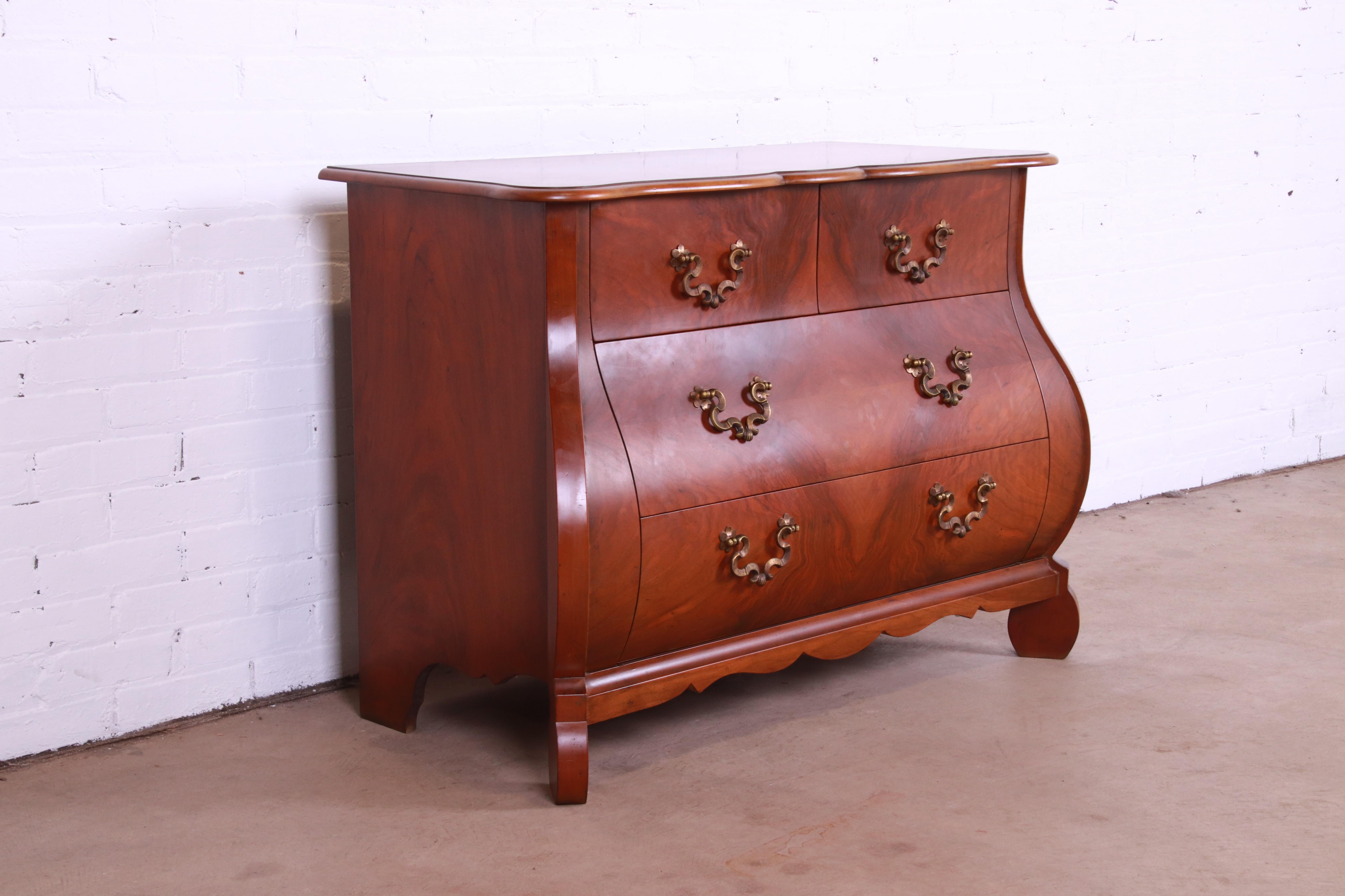 Baker Furniture French Provincial Louis XV Burled Walnut Bombay Chest or Commode 1