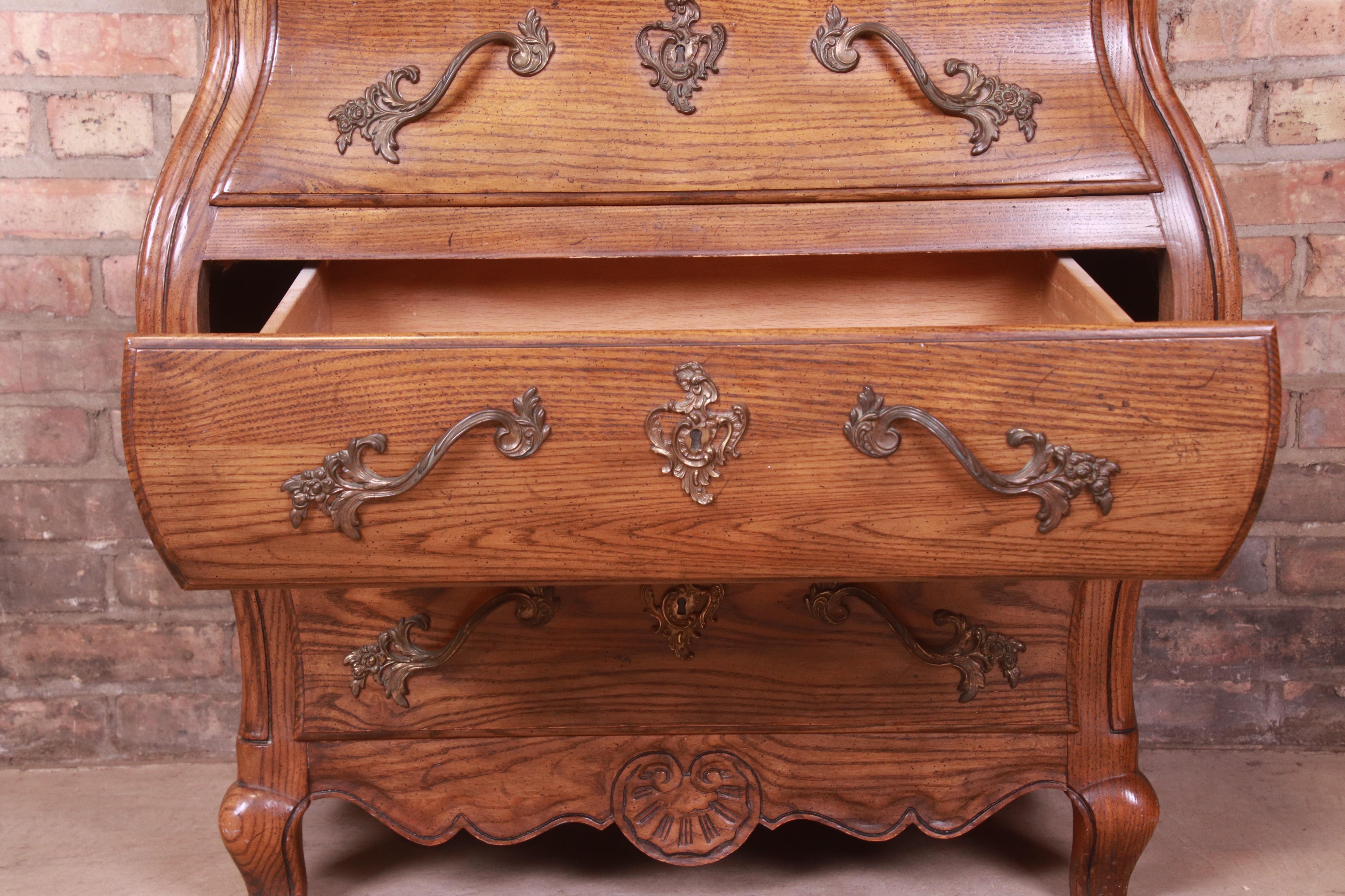Baker Furniture French Provincial Louis XV Carved Oak Bombay Chest For Sale 4