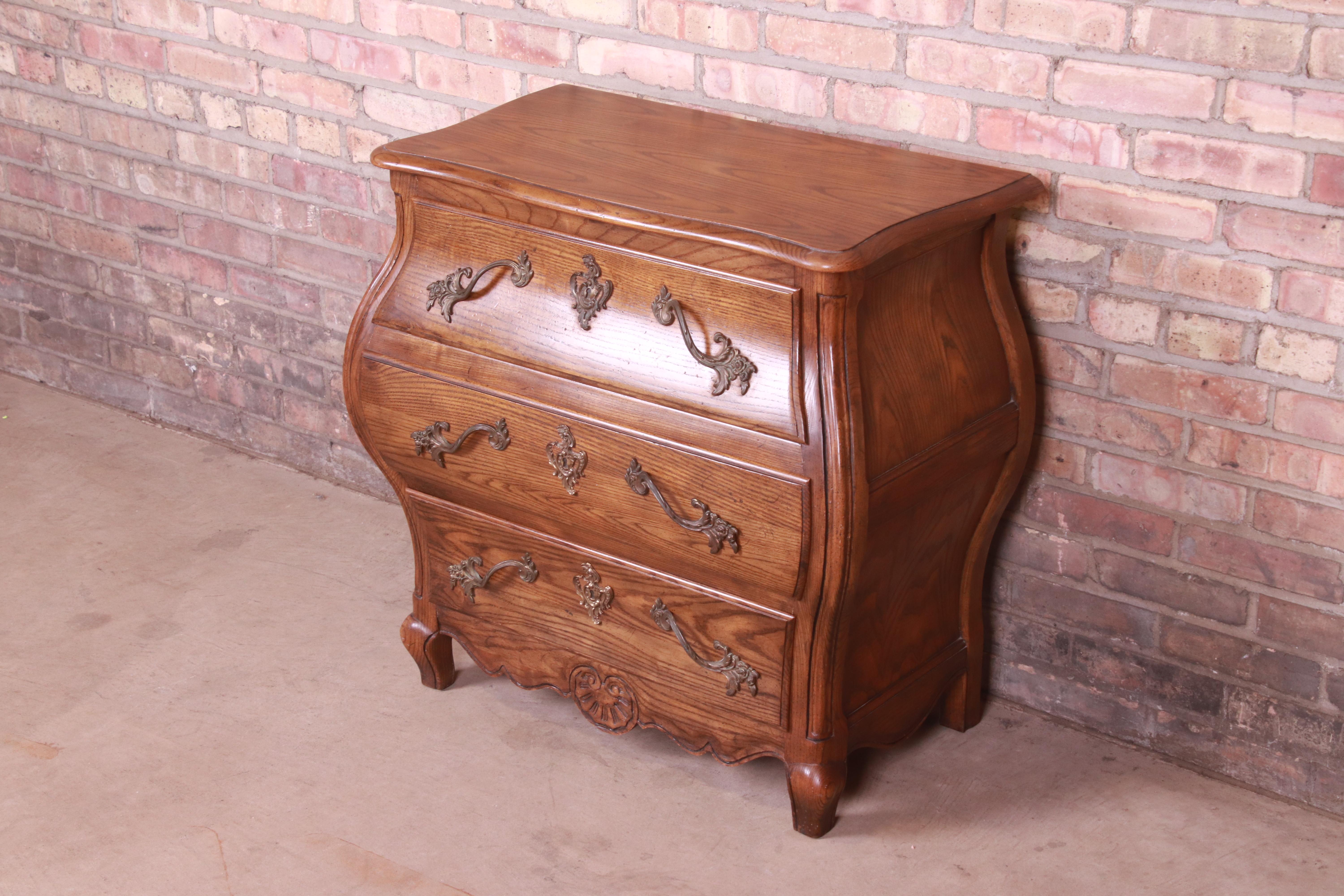 North American Baker Furniture French Provincial Louis XV Carved Oak Bombay Chest For Sale