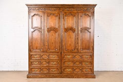 Baker Furniture French Provincial Louis XV Carved Oak Double Armoire Dresser