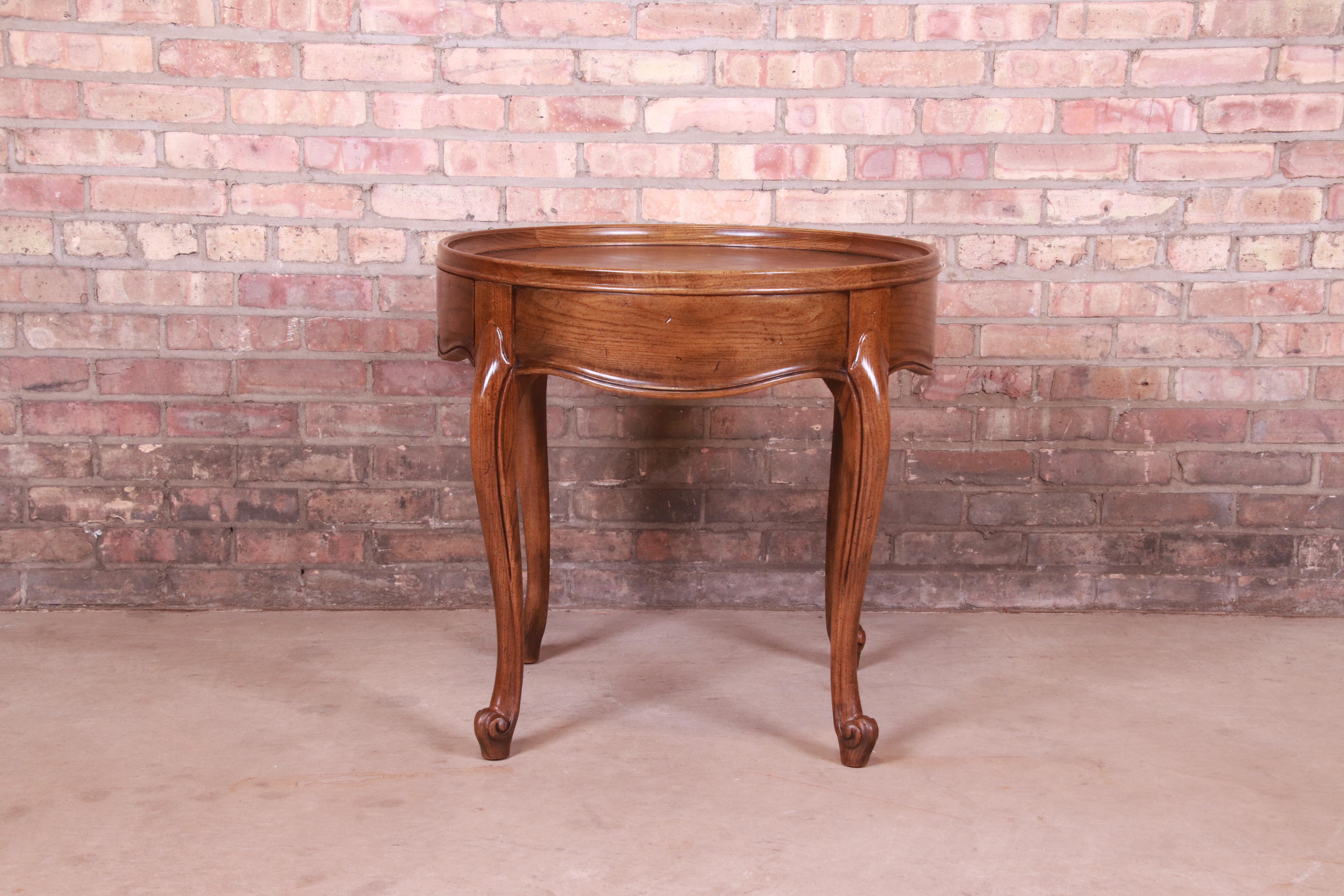 Baker Furniture French Provincial Louis XV Carved Oak Tea Table, Circa 1960s 7