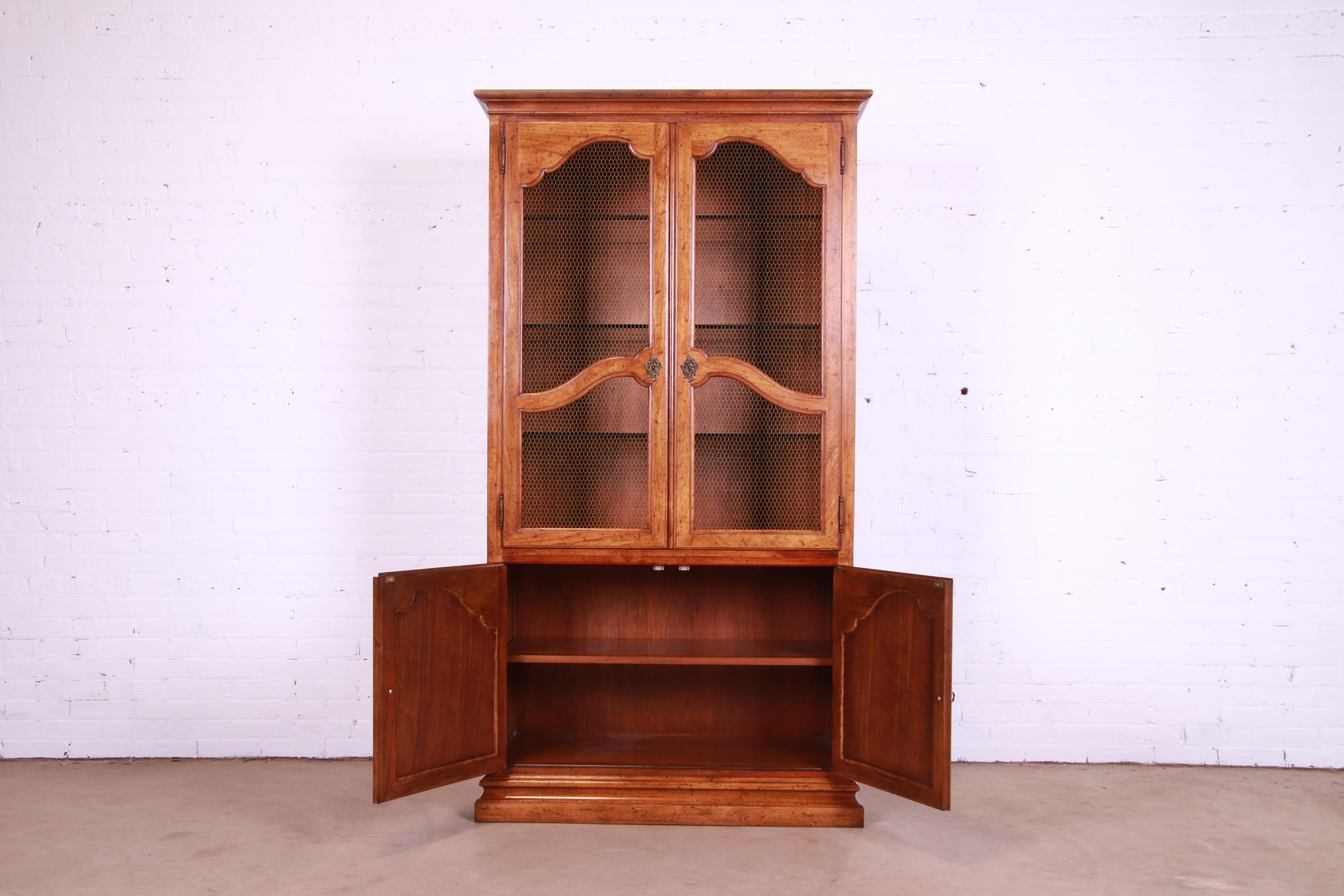 Baker Furniture French Provincial Louis XV Carved Walnut Bibliotheque Cabinet 4