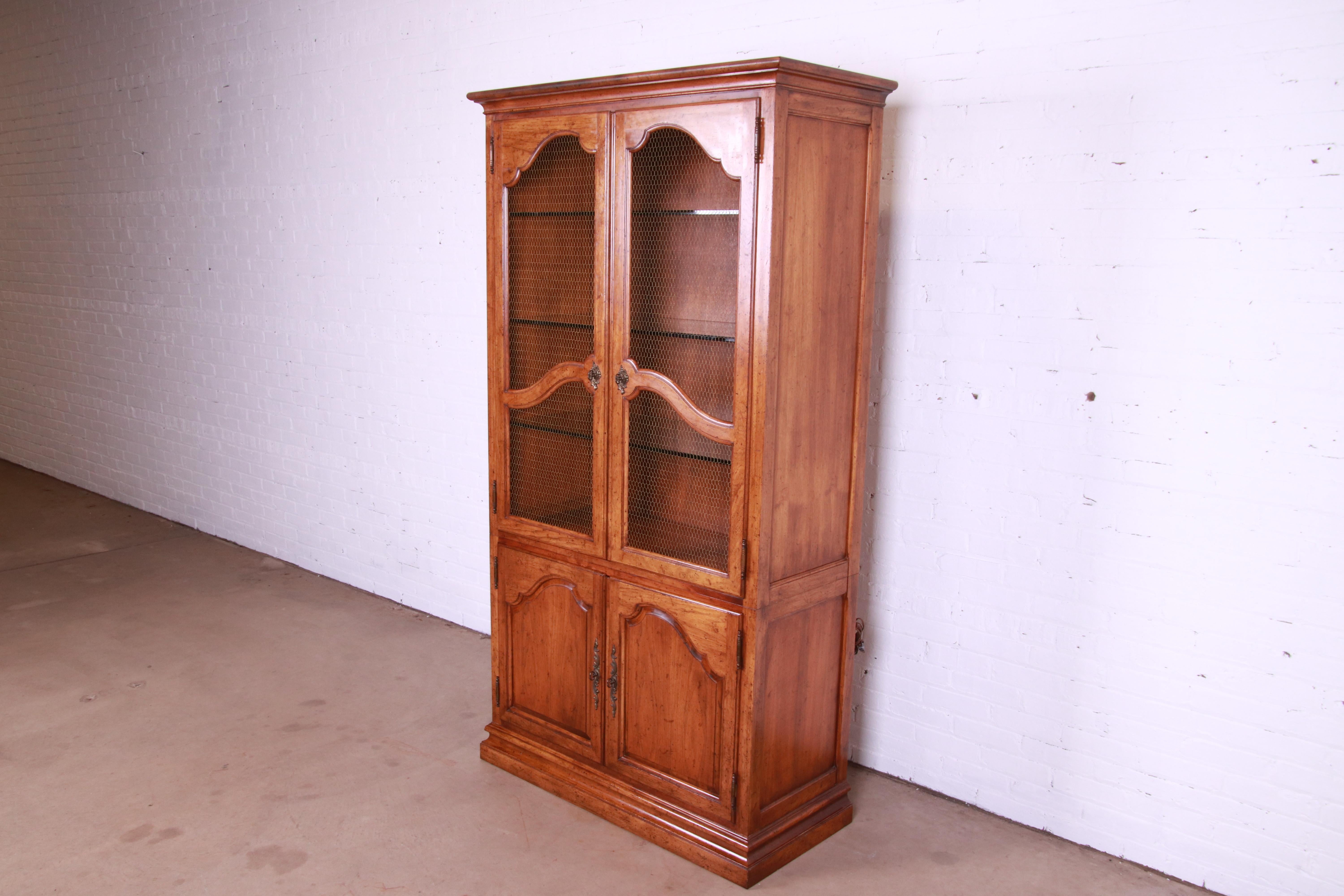 American Baker Furniture French Provincial Louis XV Carved Walnut Bibliotheque Cabinet