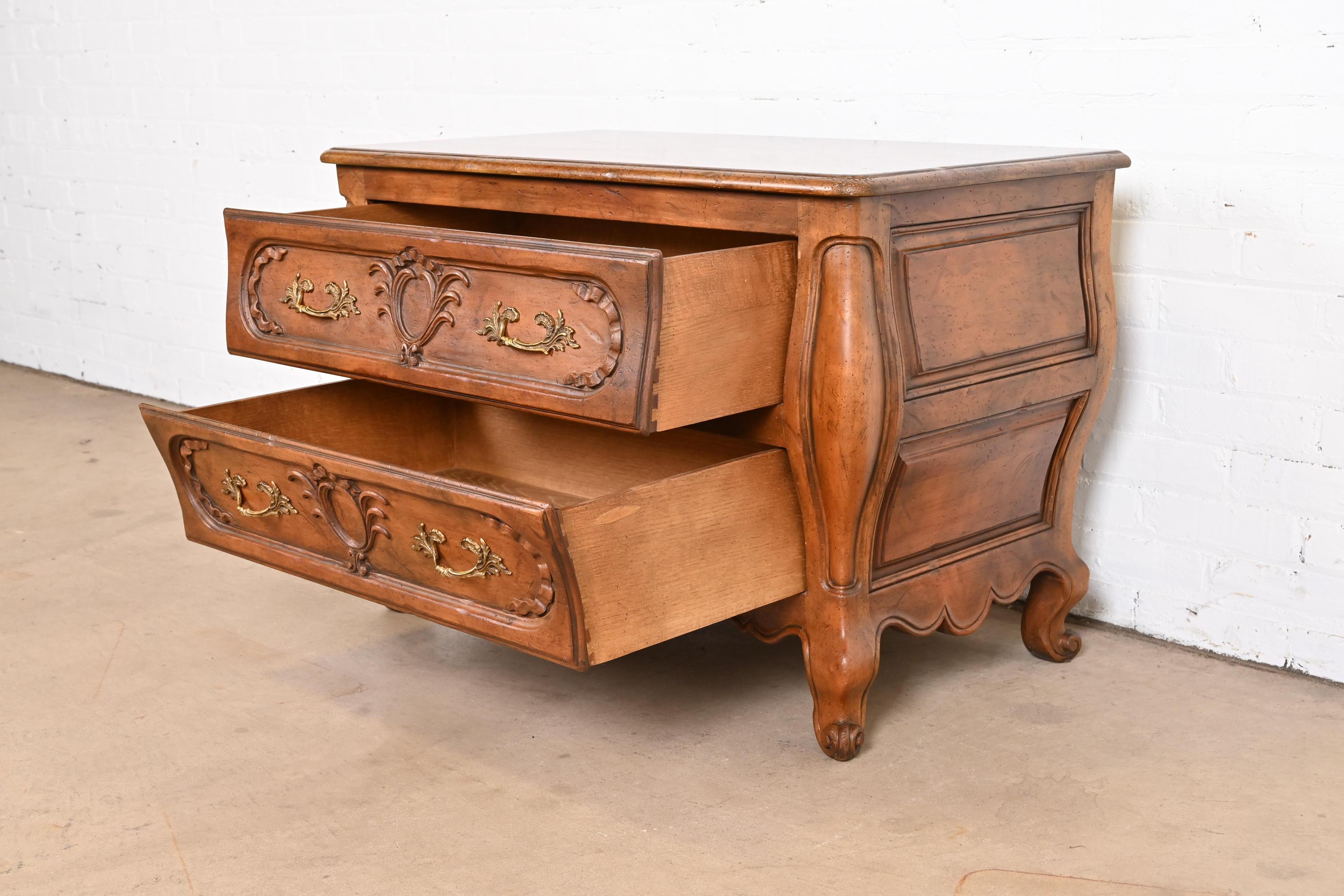 Baker Furniture French Provincial Louis XV Carved Walnut Chest of Drawers For Sale 4