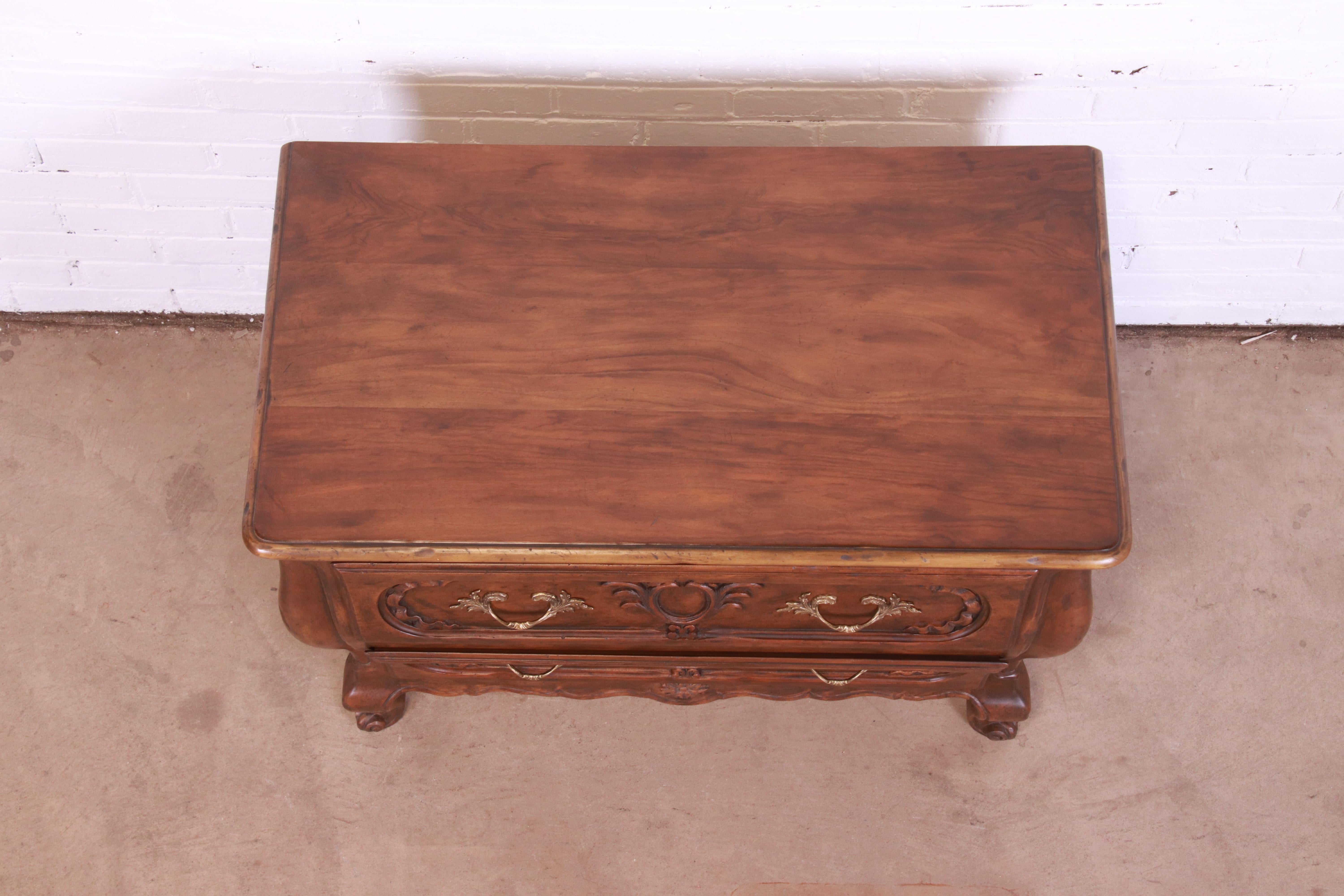 Baker Furniture French Provincial Louis XV Carved Walnut Chest of Drawers For Sale 5