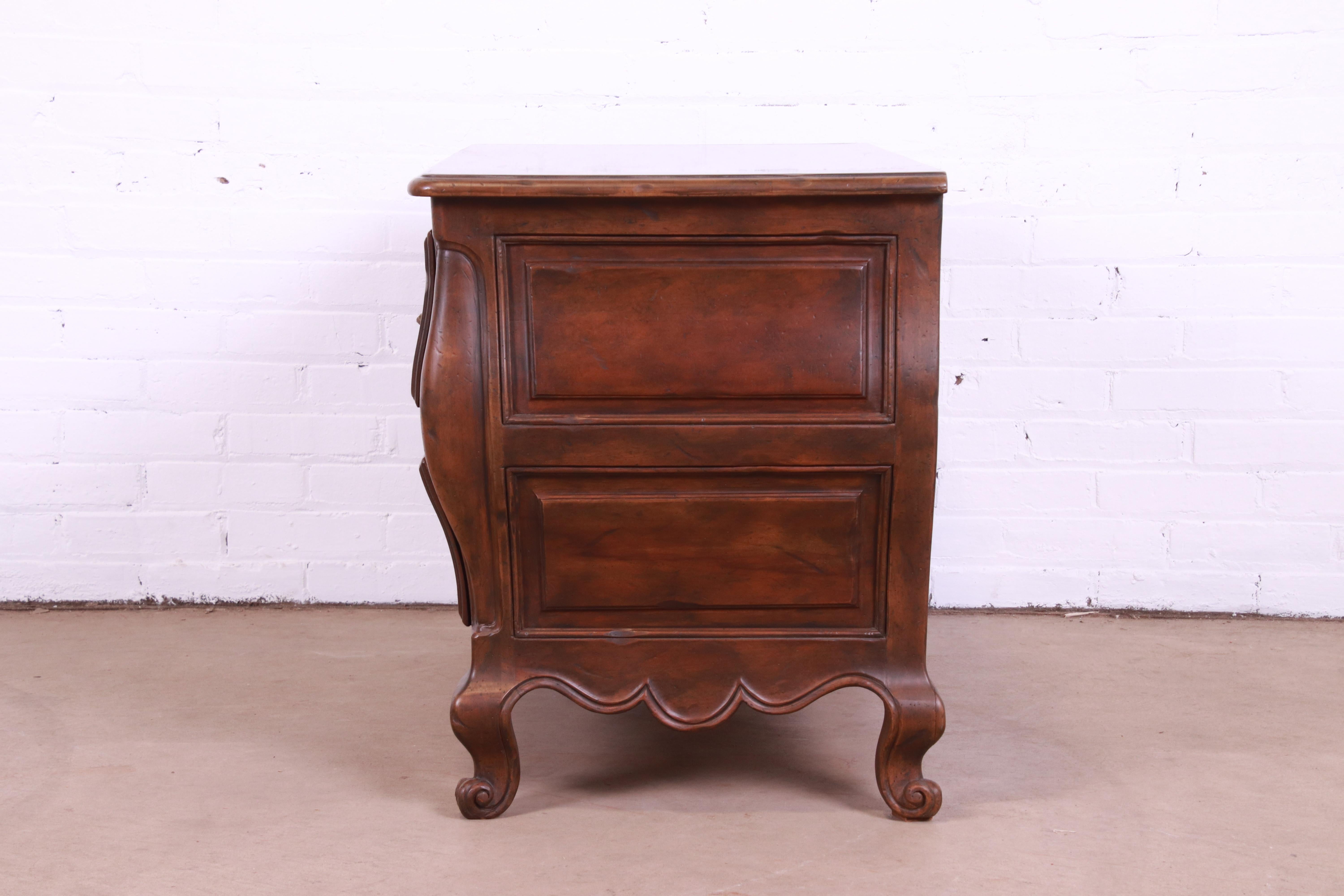 Baker Furniture French Provincial Louis XV Carved Walnut Chest of Drawers For Sale 8