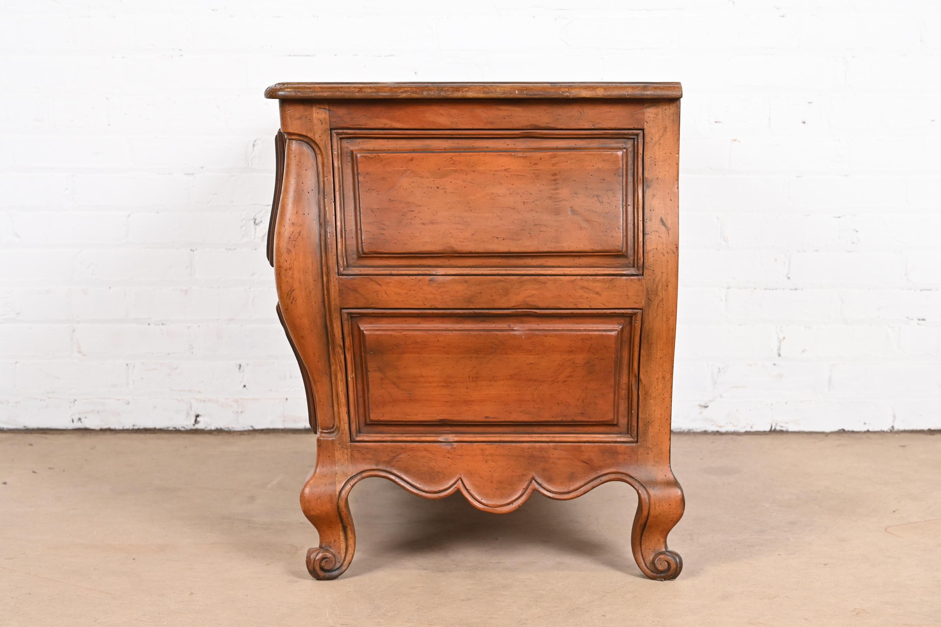 Baker Furniture French Provincial Louis XV Carved Walnut Chest of Drawers For Sale 11