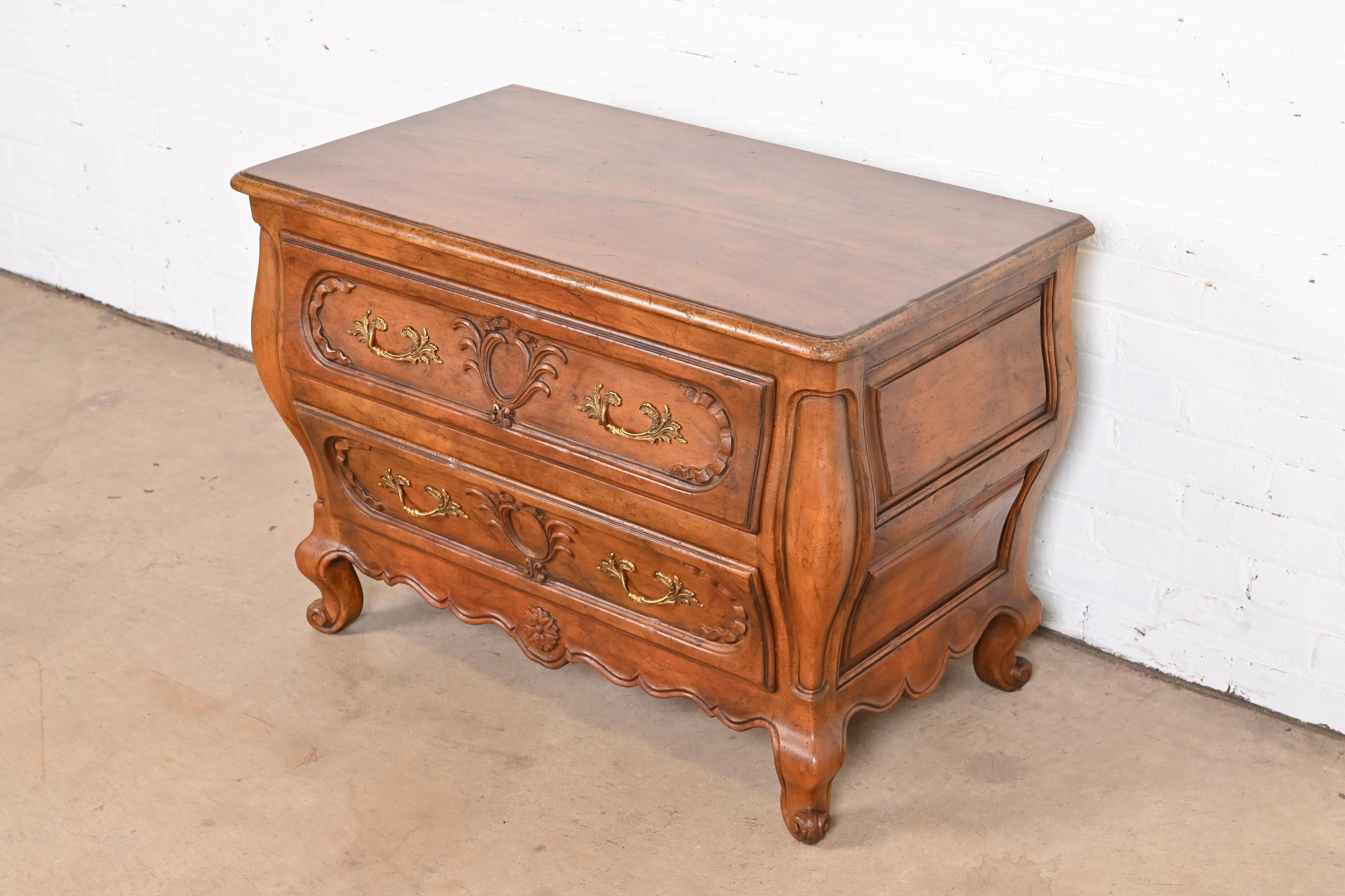Mid-20th Century Baker Furniture French Provincial Louis XV Carved Walnut Chest of Drawers For Sale