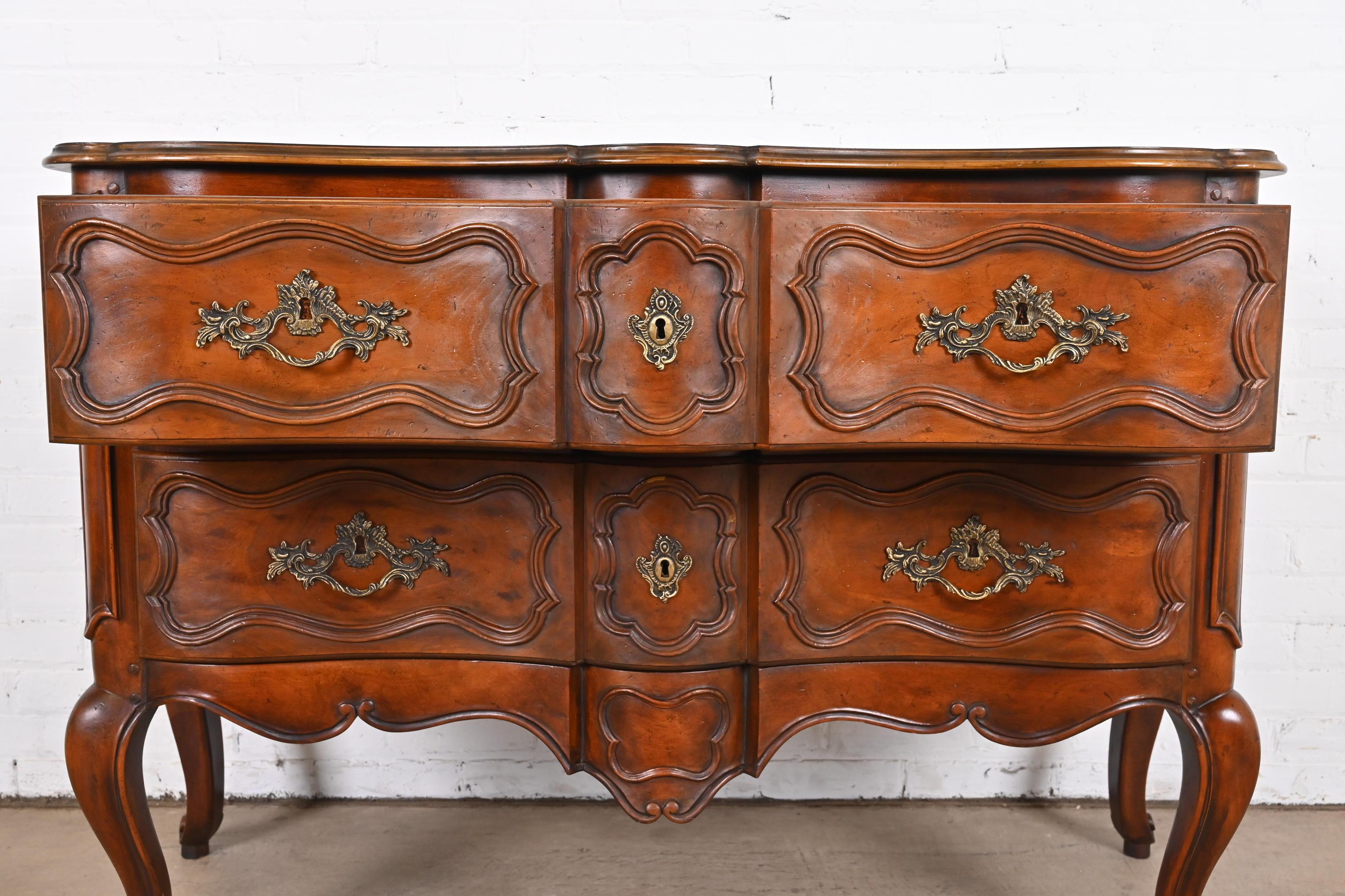 Baker Furniture French Provincial Louis XV Carved Walnut Commode or Sideboard 4