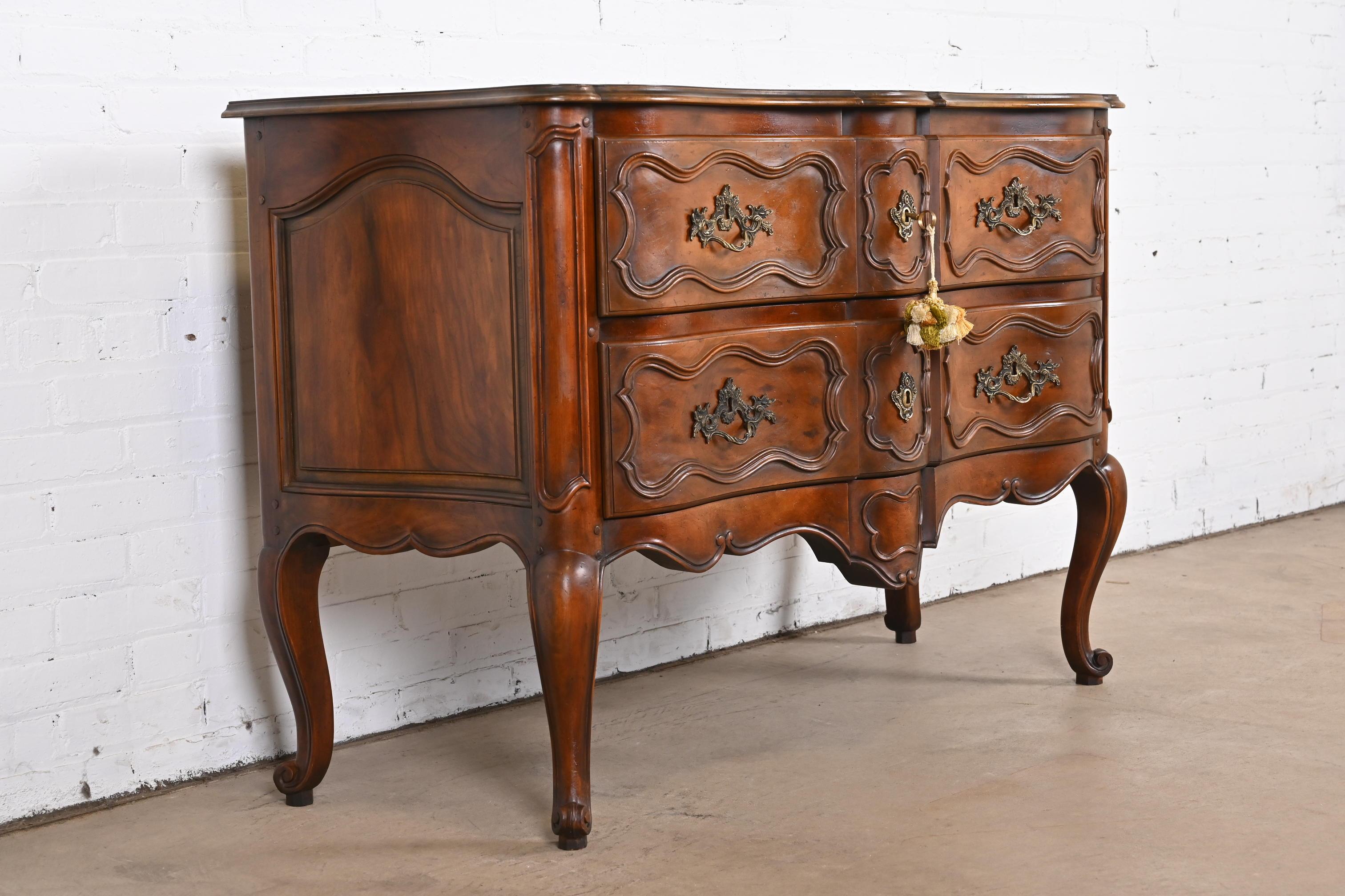 Baker Furniture French Provincial Louis XV Carved Walnut Commode or Sideboard 1