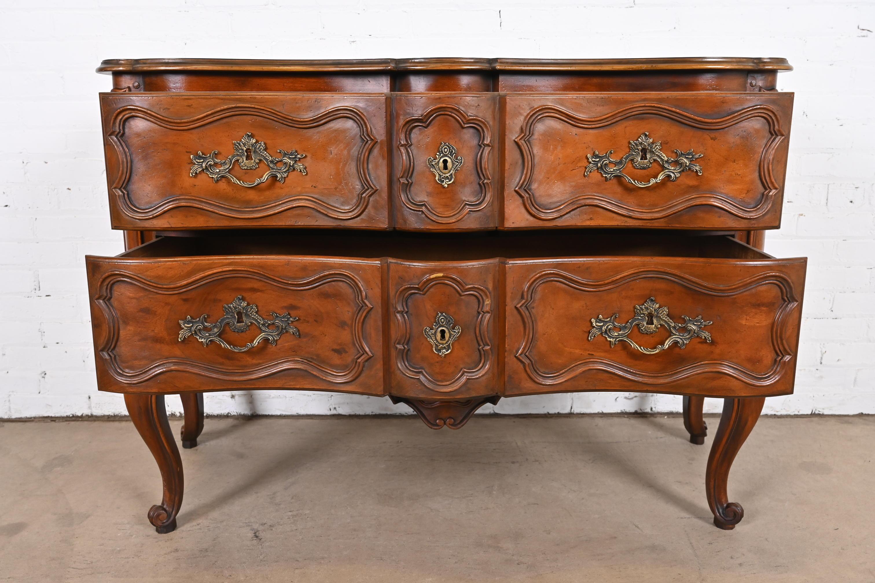 Baker Furniture French Provincial Louis XV Carved Walnut Commode or Sideboard 2