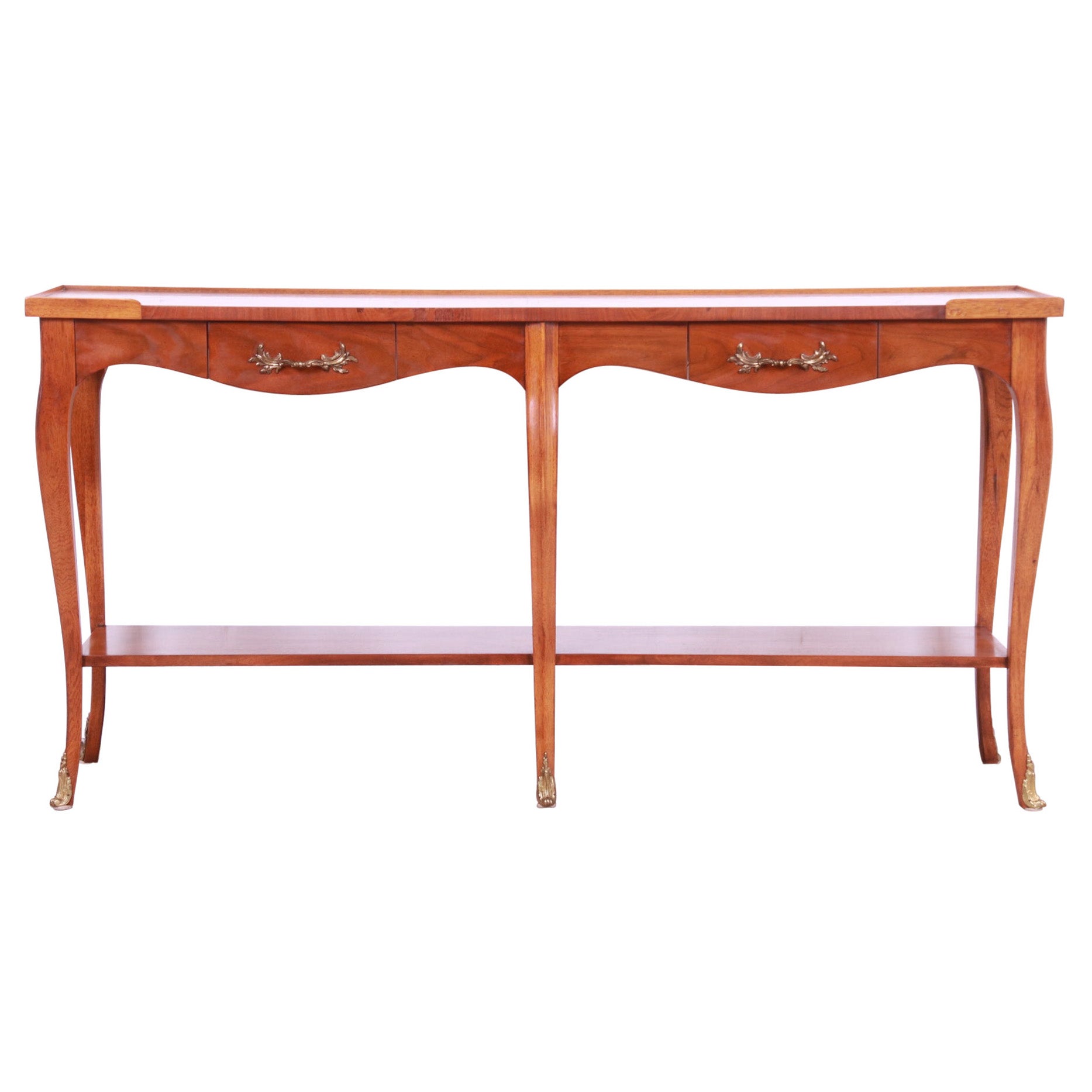 Baker Furniture French Provincial Louis XV Carved Walnut Console Table