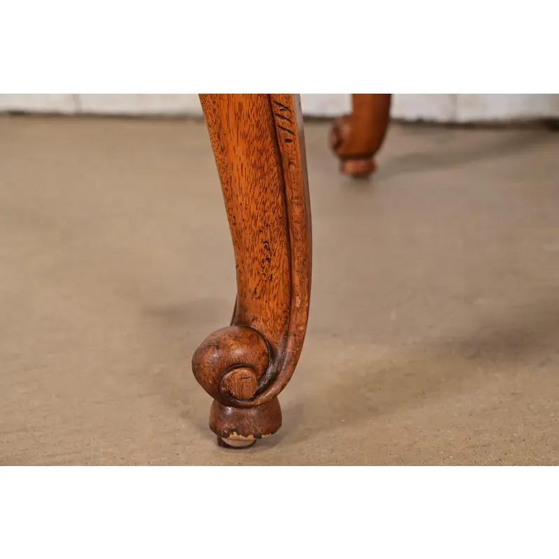 Baker Furniture French Provincial Louis XV Carved Walnut Dining Chairs, Pair For Sale 5