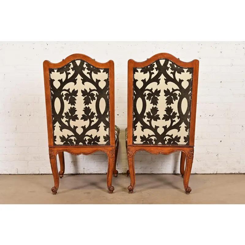 Baker Furniture French Provincial Louis XV Carved Walnut Dining Chairs, Pair For Sale 8
