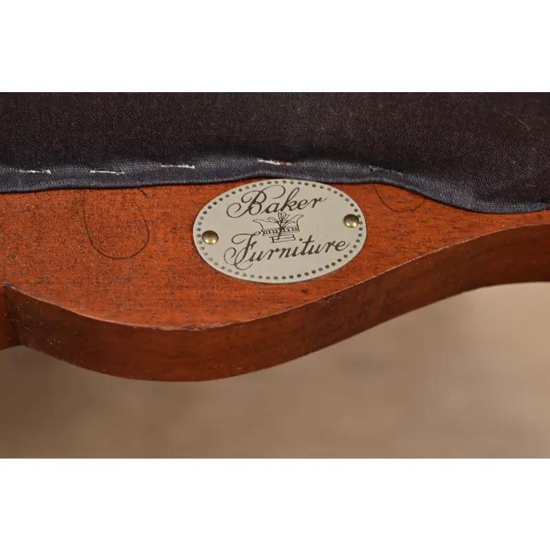 Baker Furniture French Provincial Louis XV Carved Walnut Dining Chairs, Pair For Sale 9