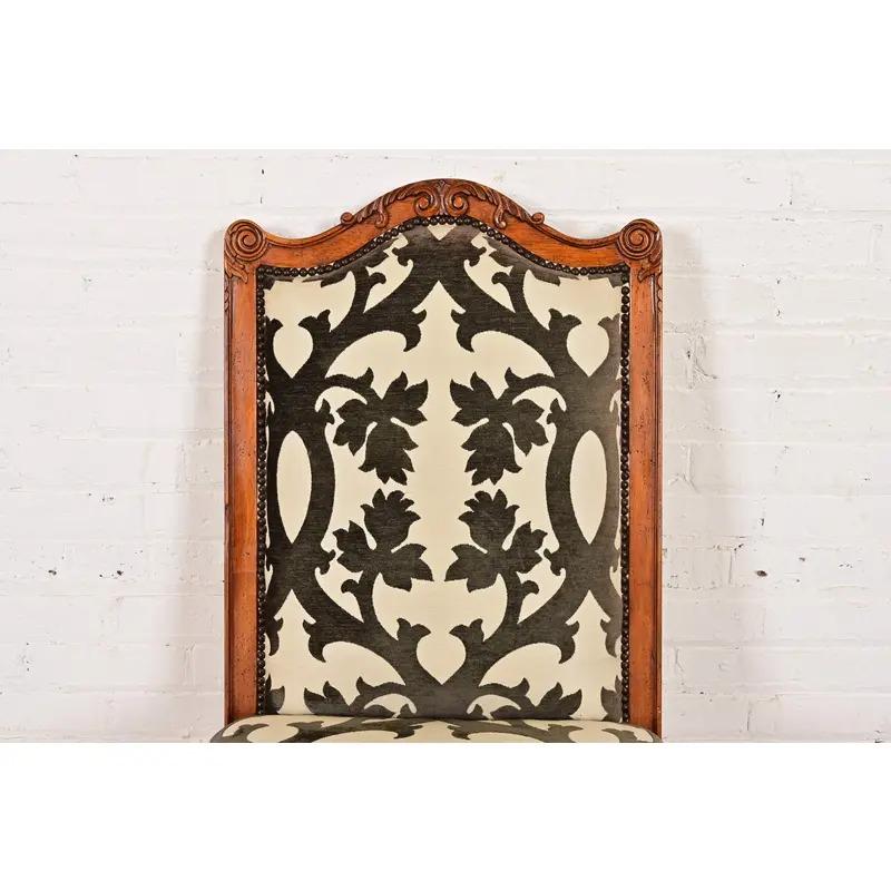 Baker Furniture French Provincial Louis XV Carved Walnut Dining Chairs, Pair For Sale 1