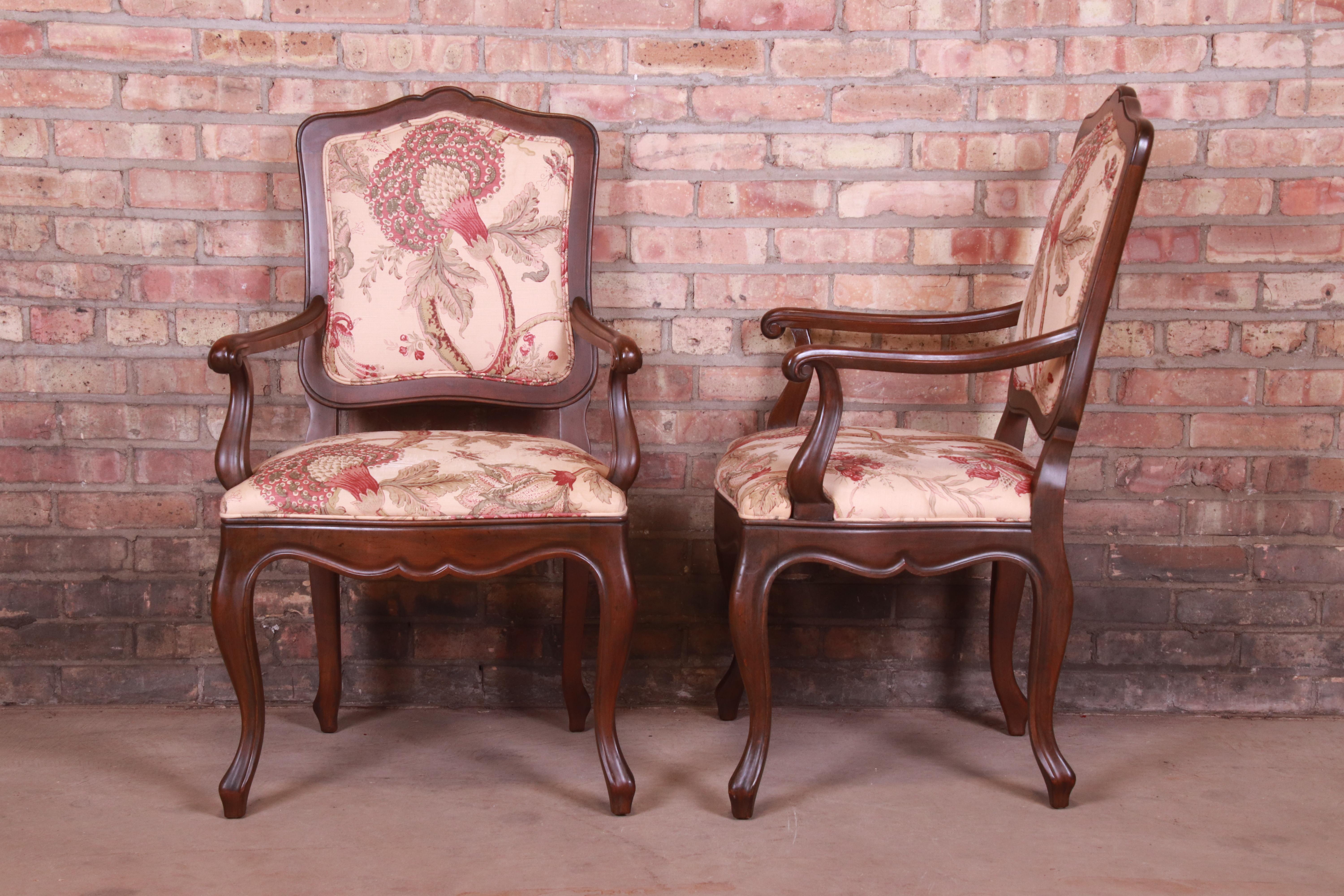 Baker Furniture French Provincial Louis XV Carved Walnut Dining Chairs, Set of 4 2