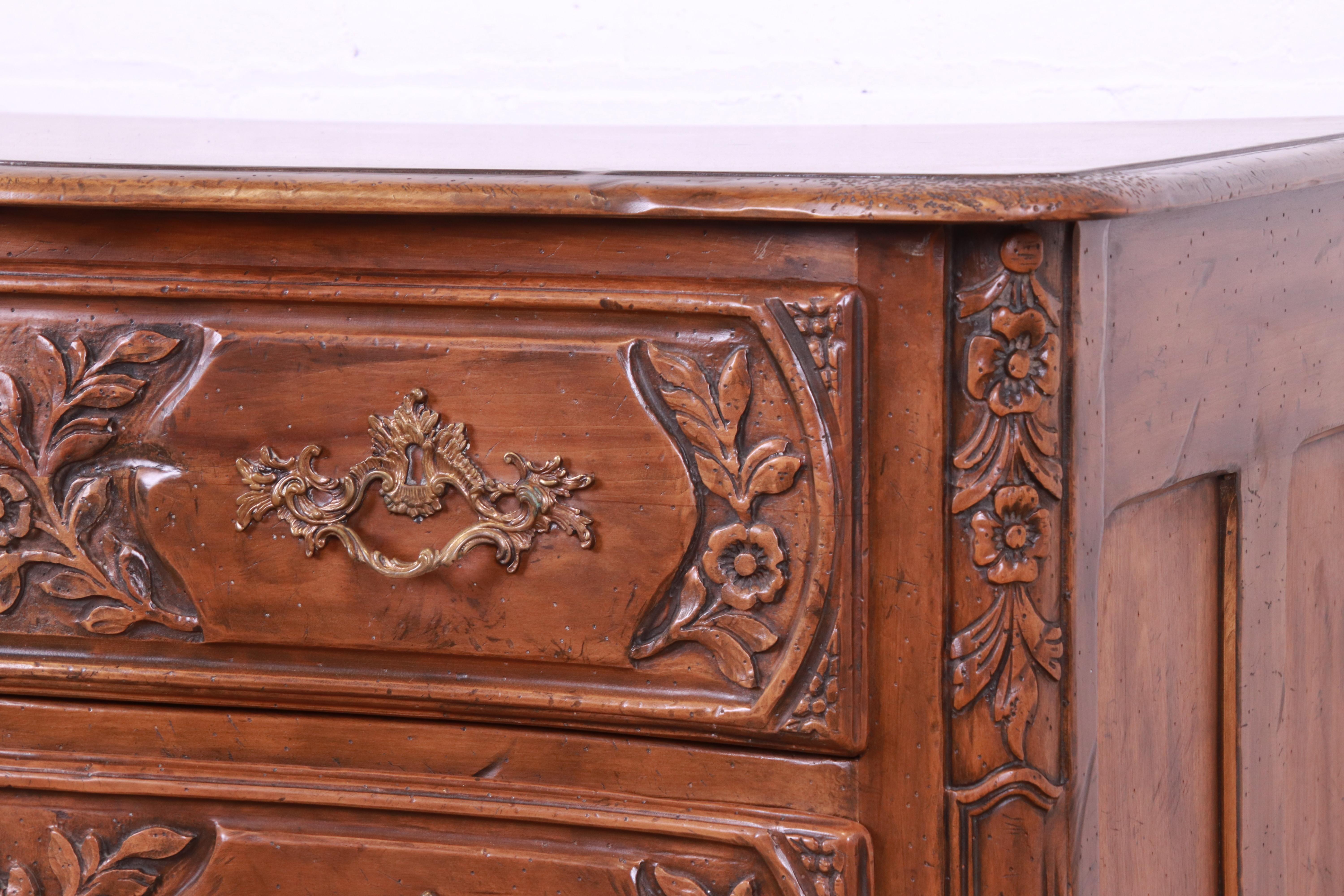 Baker Furniture French Provincial Louis XV Carved Walnut Dresser Chest 6
