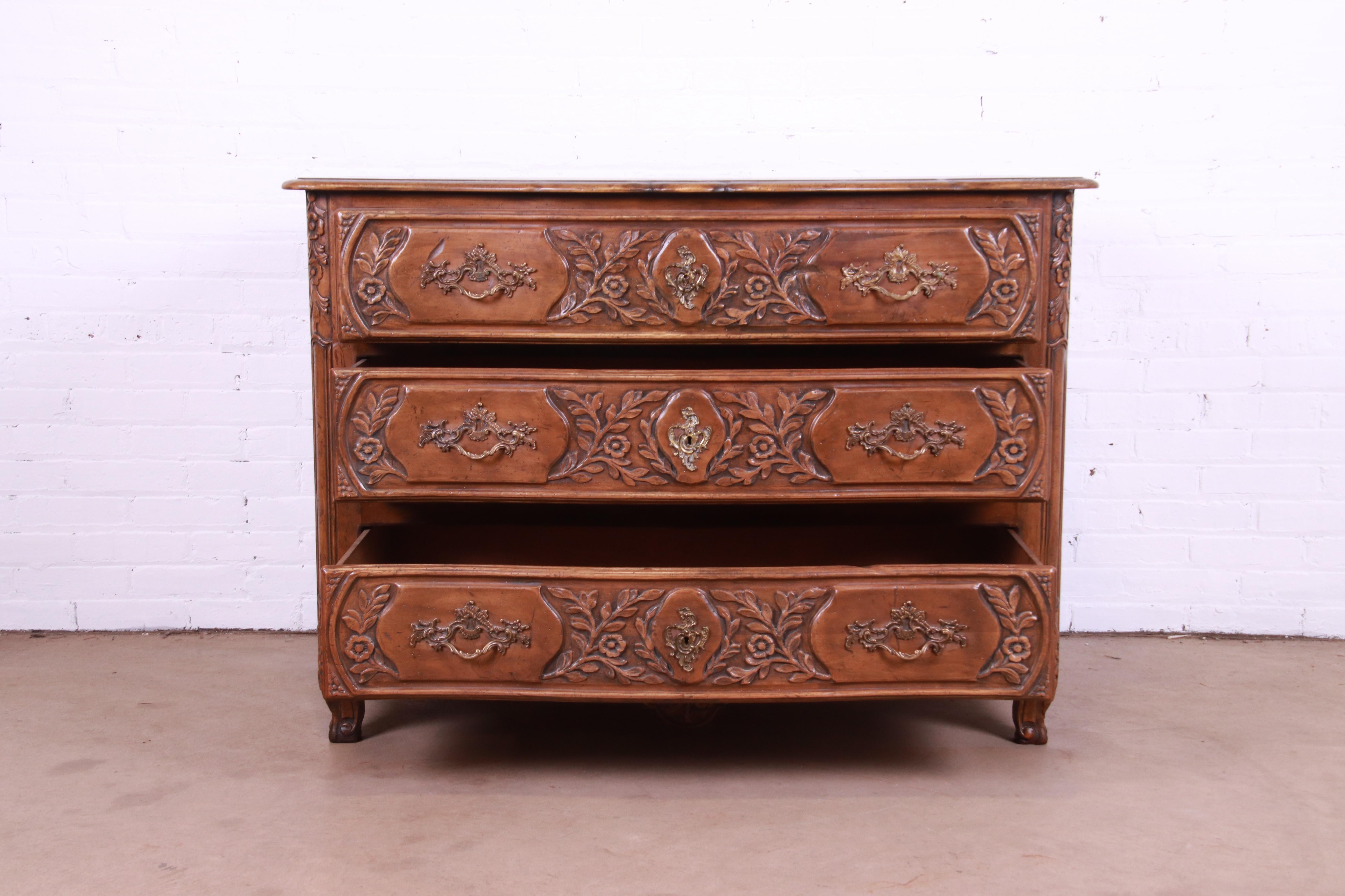 Baker Furniture French Provincial Louis XV Carved Walnut Dresser Chest 3