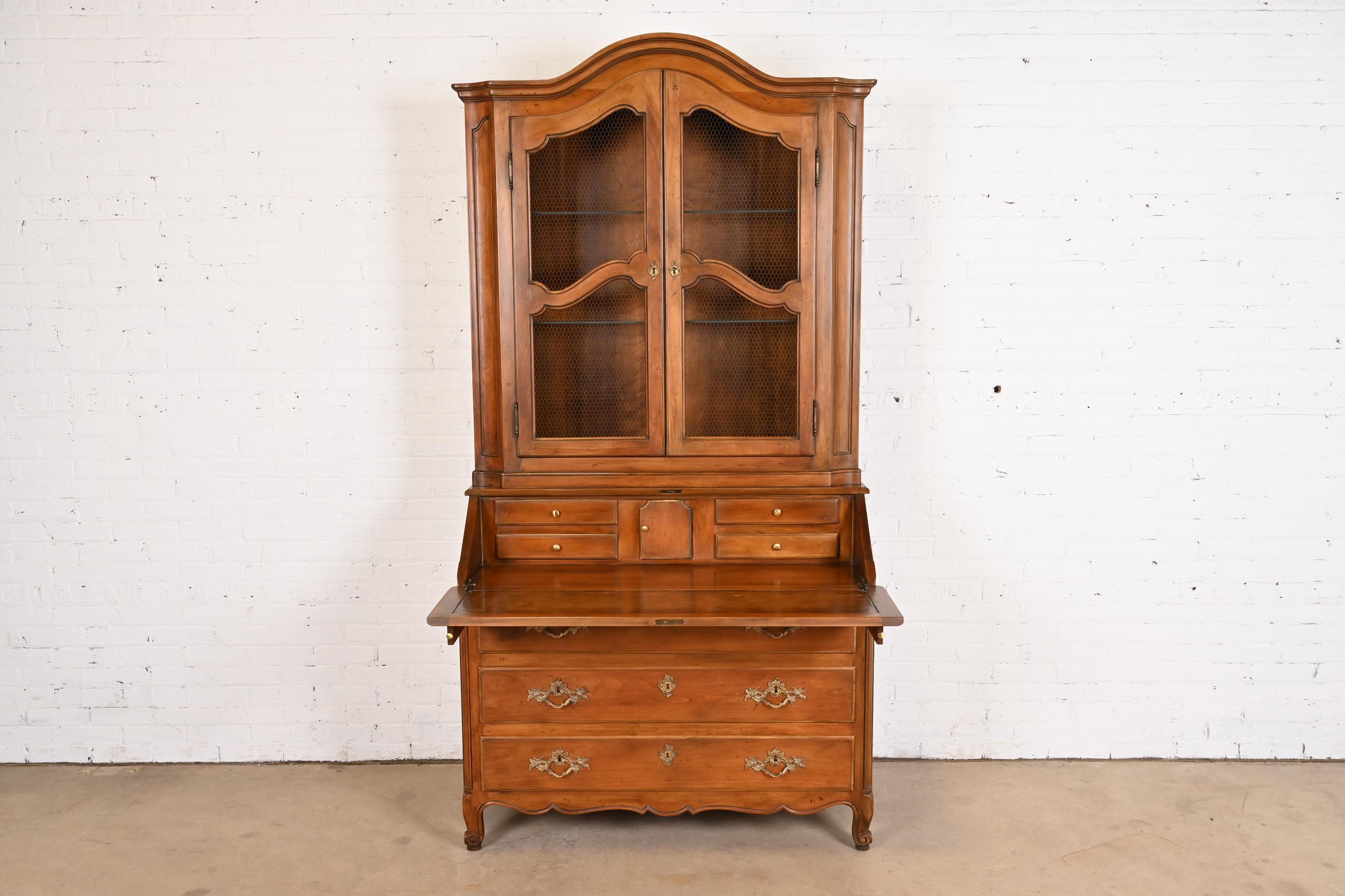 Baker Furniture French Provincial Louis XV Carved Walnut Secretary Desk, 1960s 2