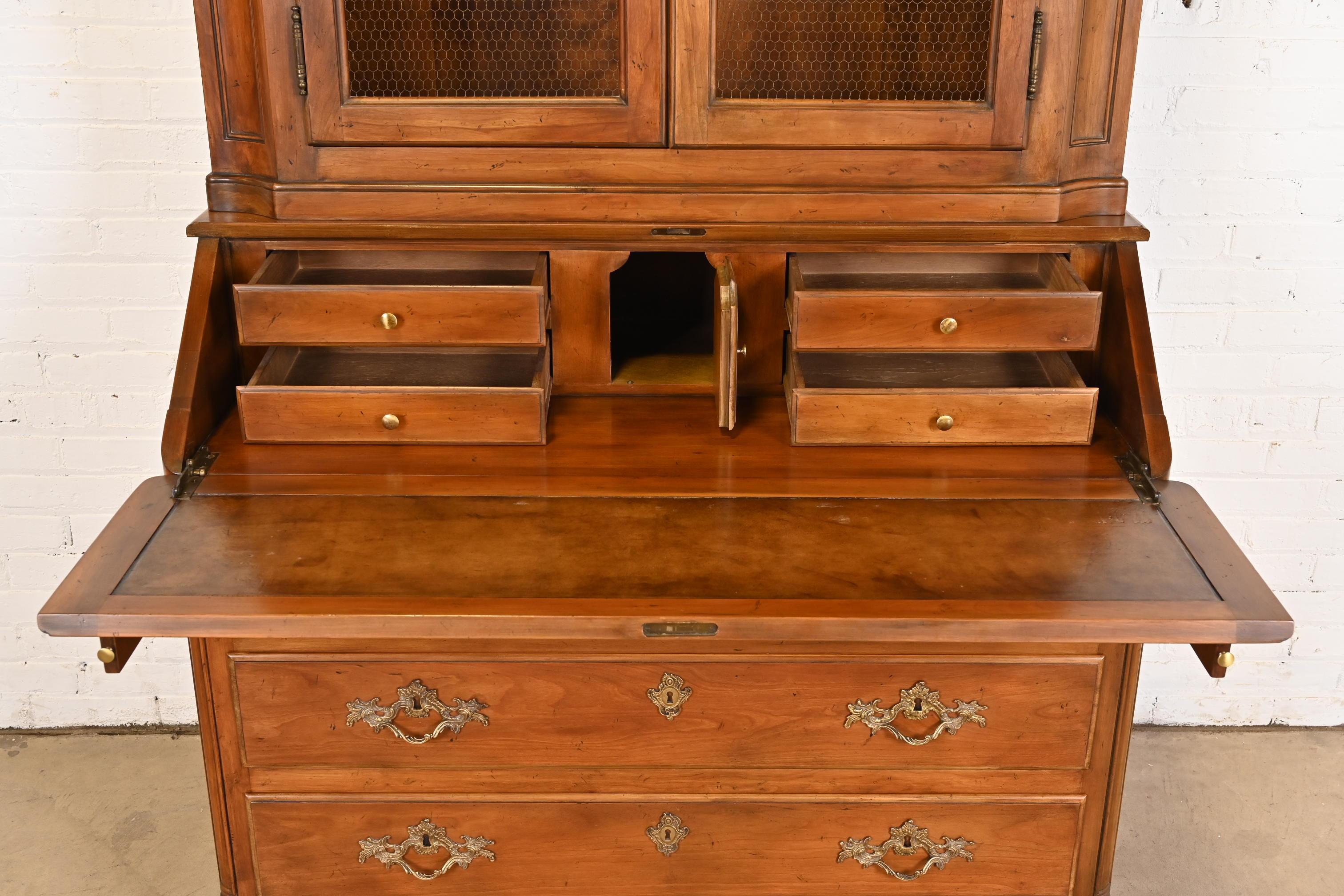 Baker Furniture French Provincial Louis XV Carved Walnut Secretary Desk, 1960s 4