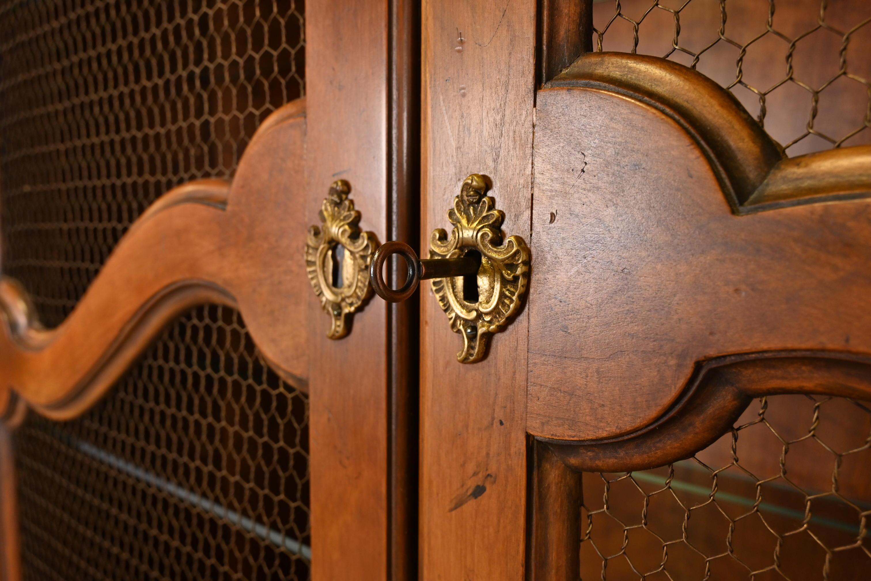 Baker Furniture French Provincial Louis XV Carved Walnut Secretary Desk, 1960s In Good Condition In South Bend, IN