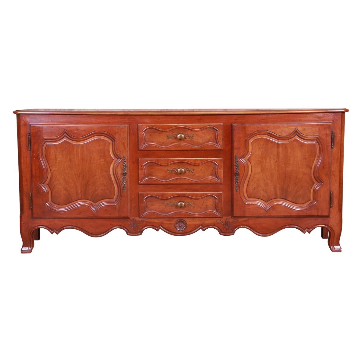 Baker Furniture French Provincial Louis XV Carved Walnut Sideboard, circa 1960s