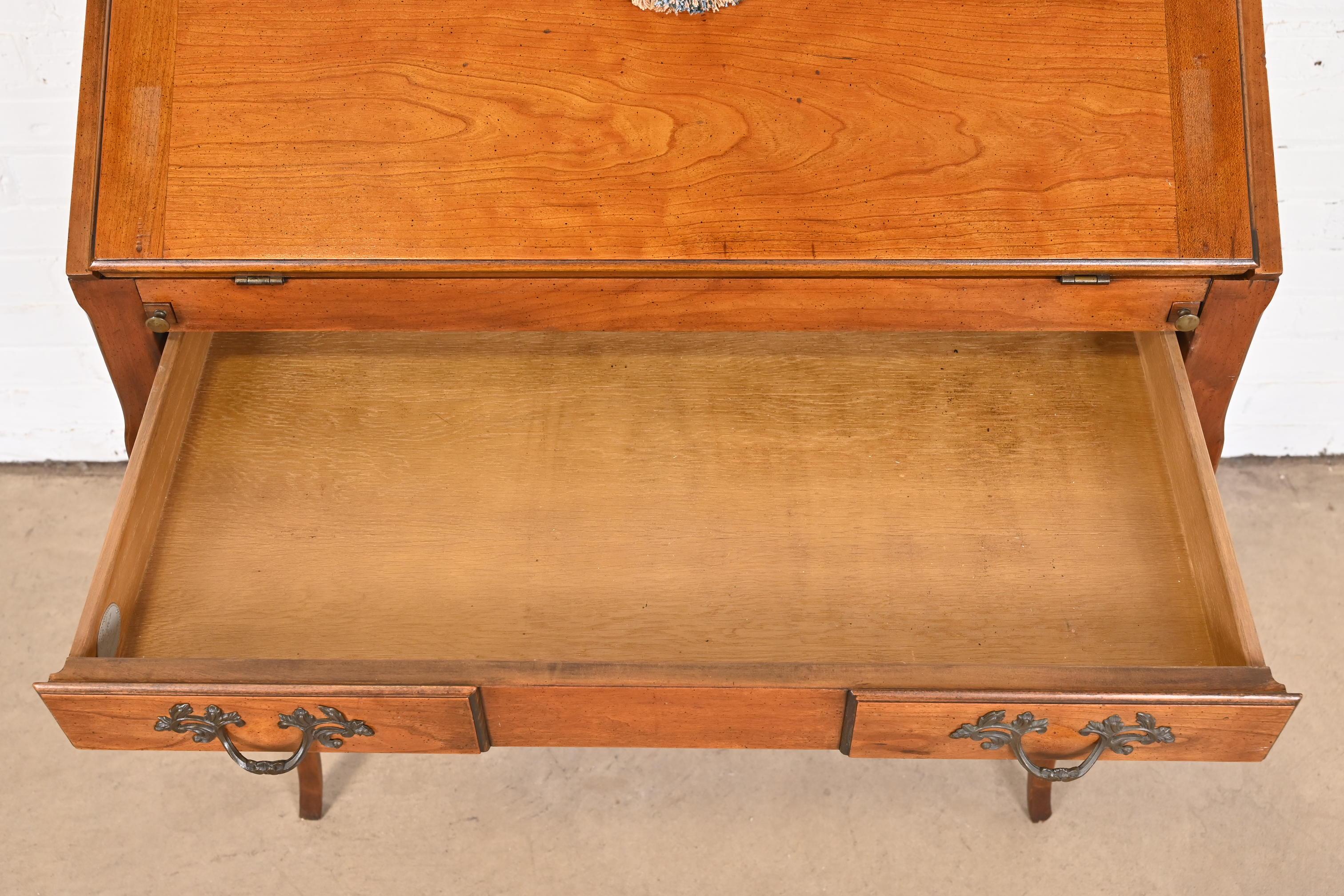 Mid-20th Century Baker Furniture French Provincial Louis XV Cherry Slant Front Secretary Desk