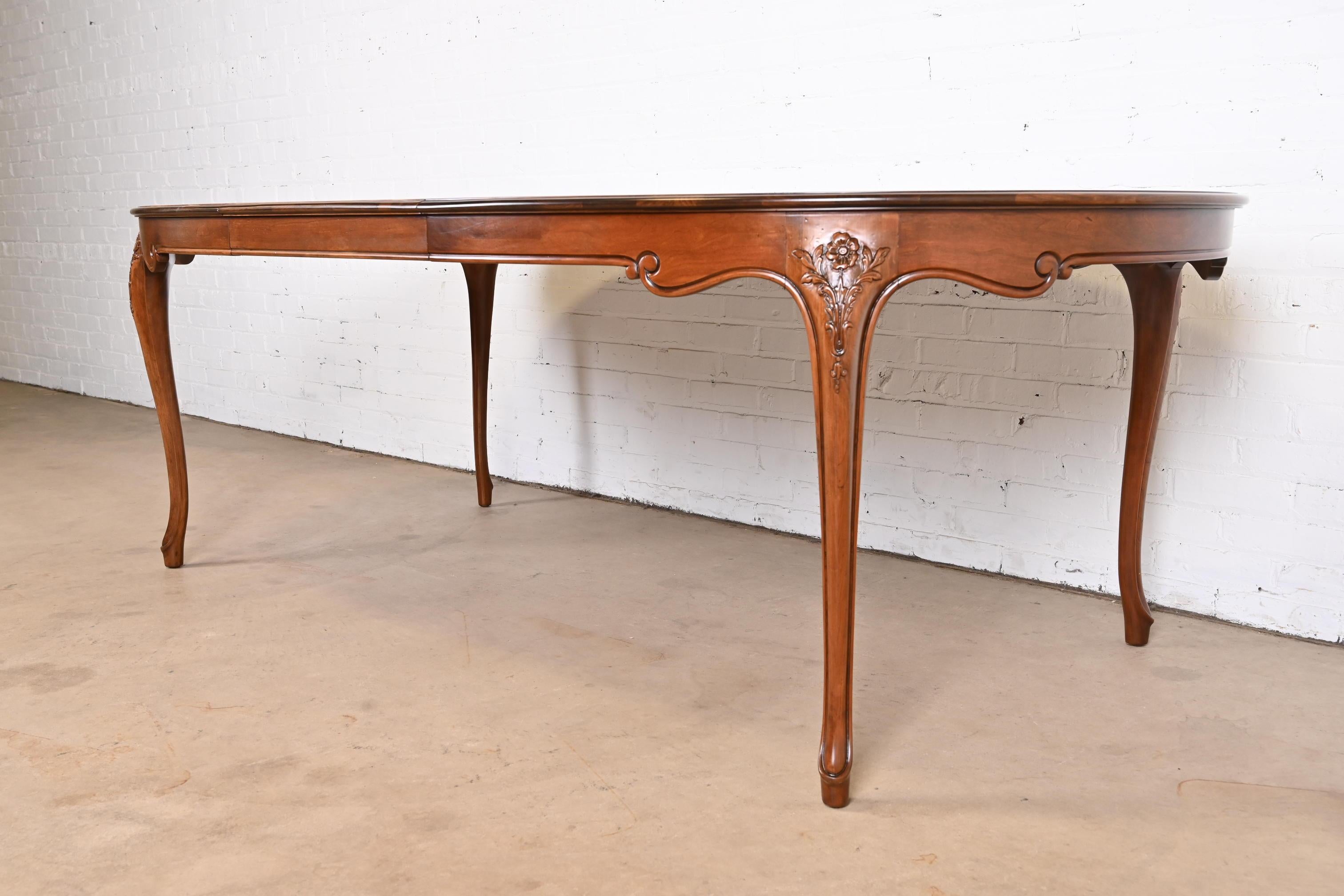 American Baker Furniture French Provincial Louis XV Cherry Wood Dining Table, Refinished