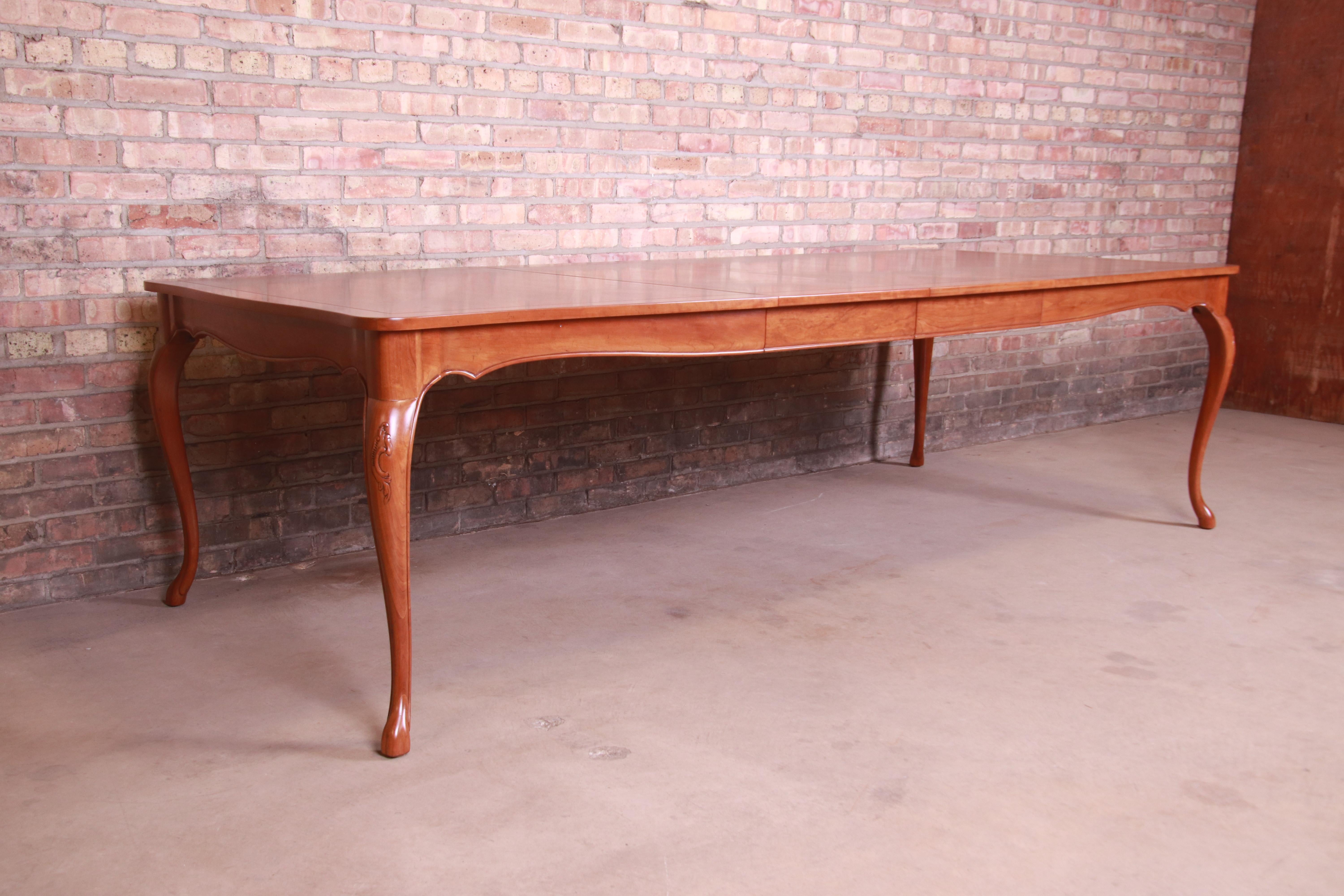 20th Century Baker Furniture French Provincial Louis XV Cherrywood Dining Table, Refinished