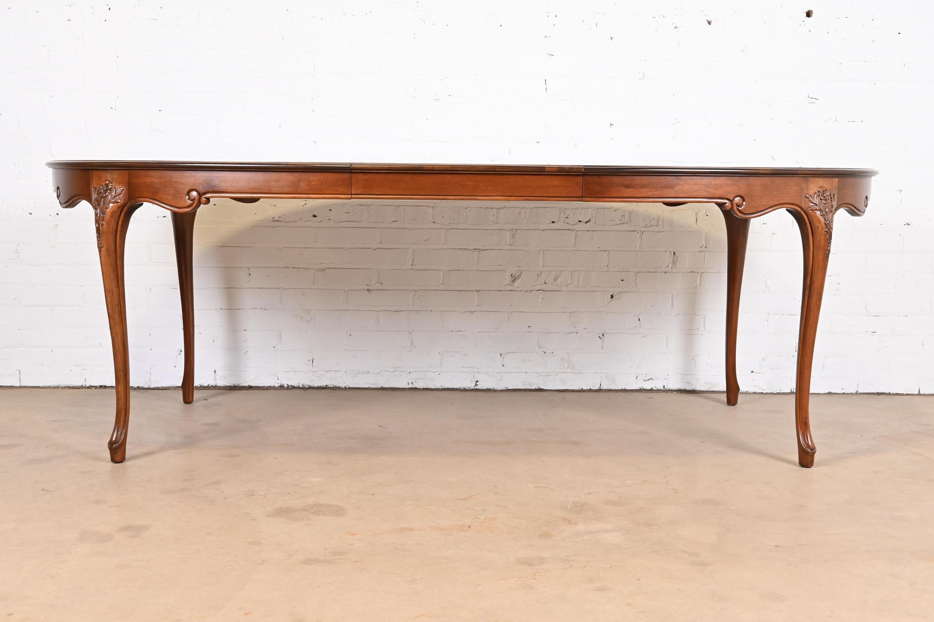 Mid-20th Century Baker Furniture French Provincial Louis XV Cherry Wood Dining Table, Refinished