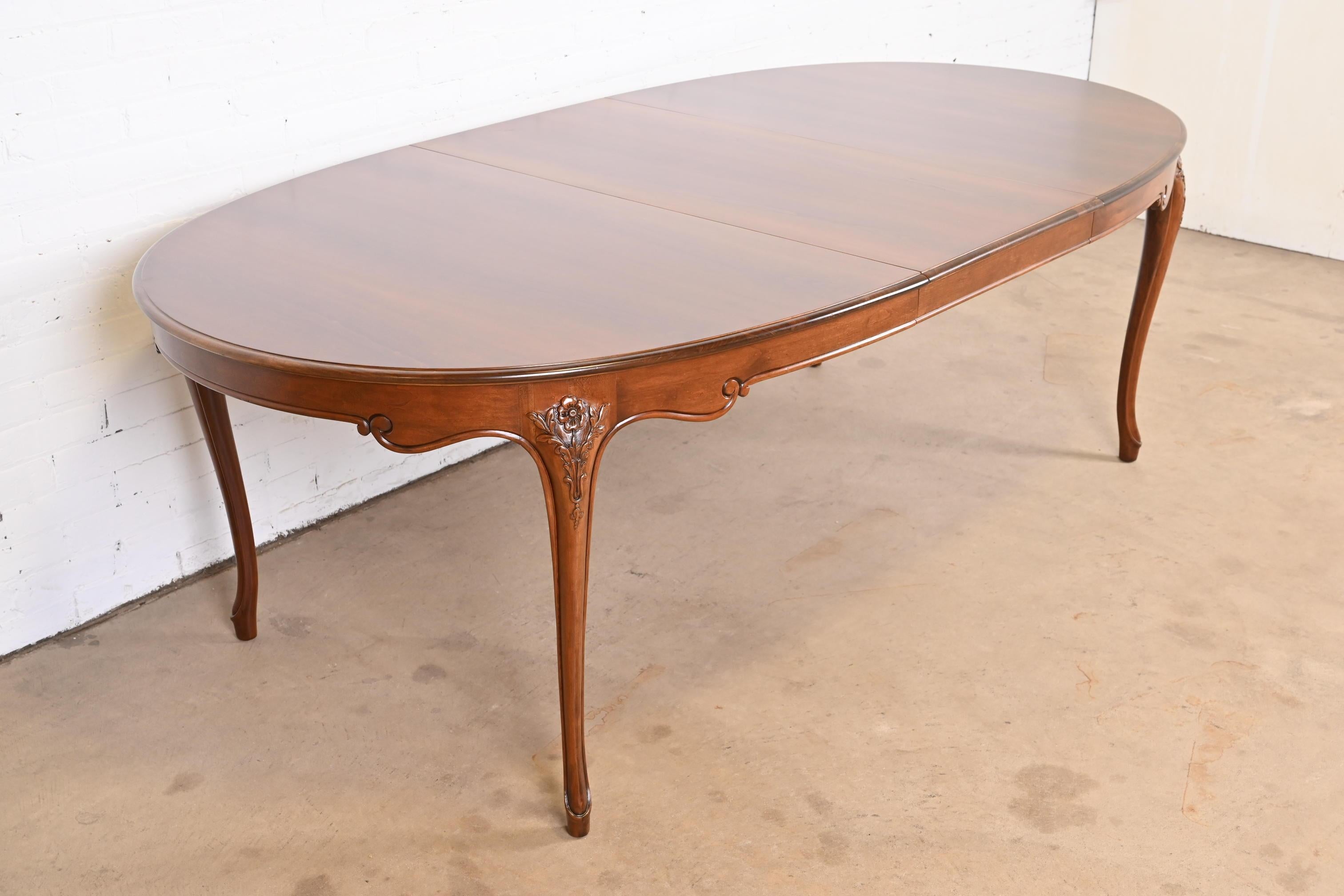 Baker Furniture French Provincial Louis XV Cherry Wood Dining Table, Refinished 1