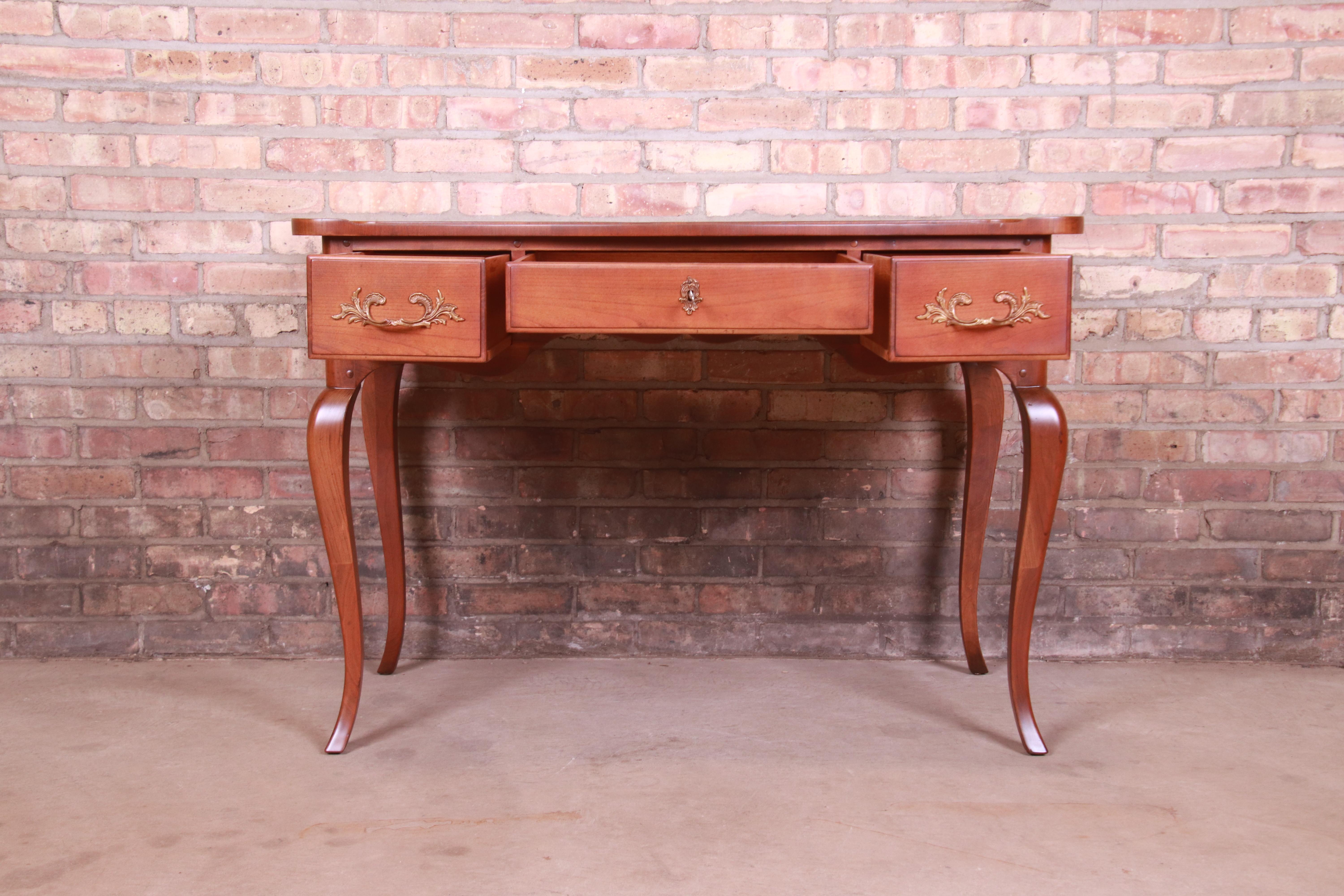 Baker Furniture French Provincial Louis XV Cherry Wood Writing Desk, Refinished 1