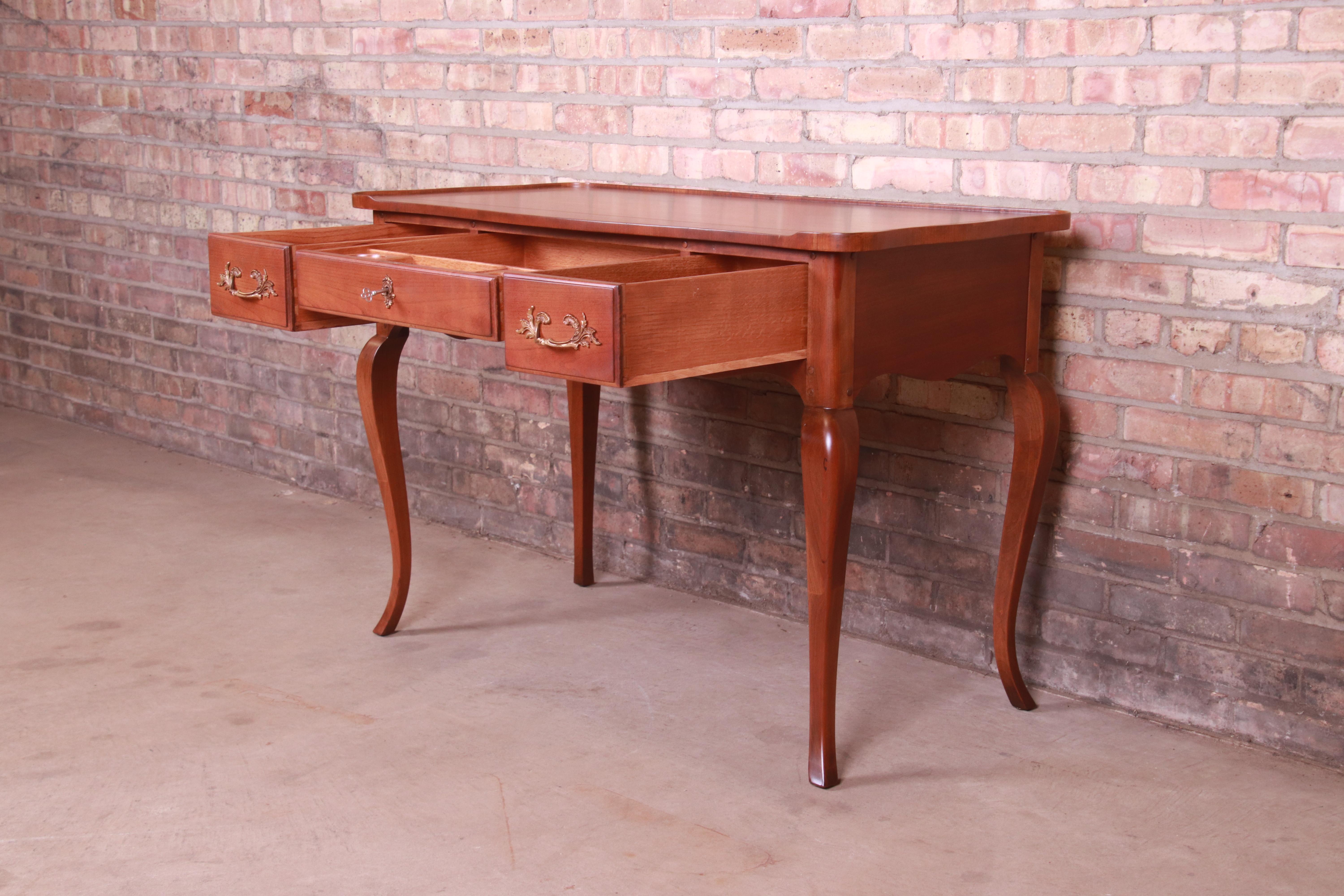 Baker Furniture French Provincial Louis XV Cherry Wood Writing Desk, Refinished 3