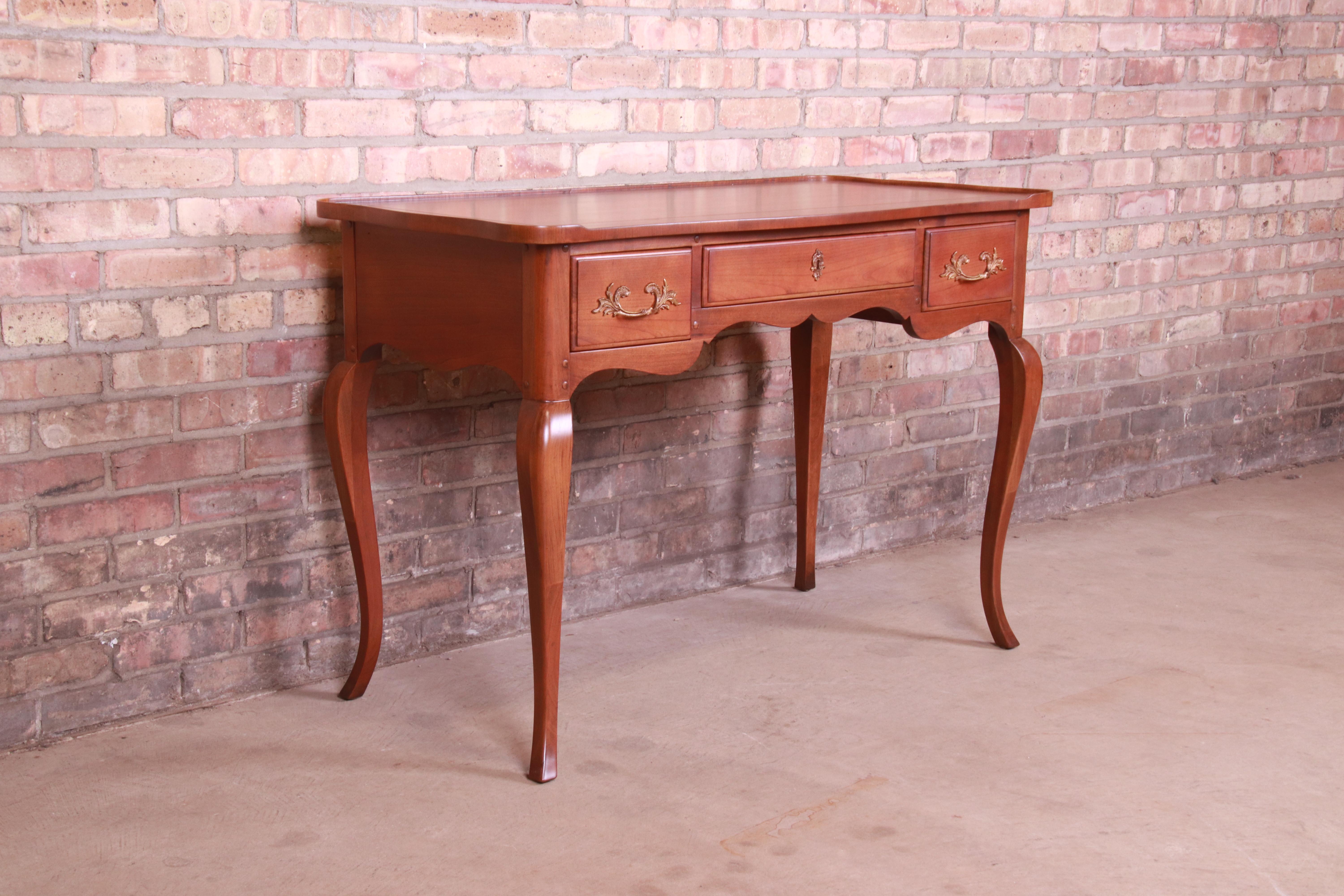 American Baker Furniture French Provincial Louis XV Cherry Wood Writing Desk, Refinished