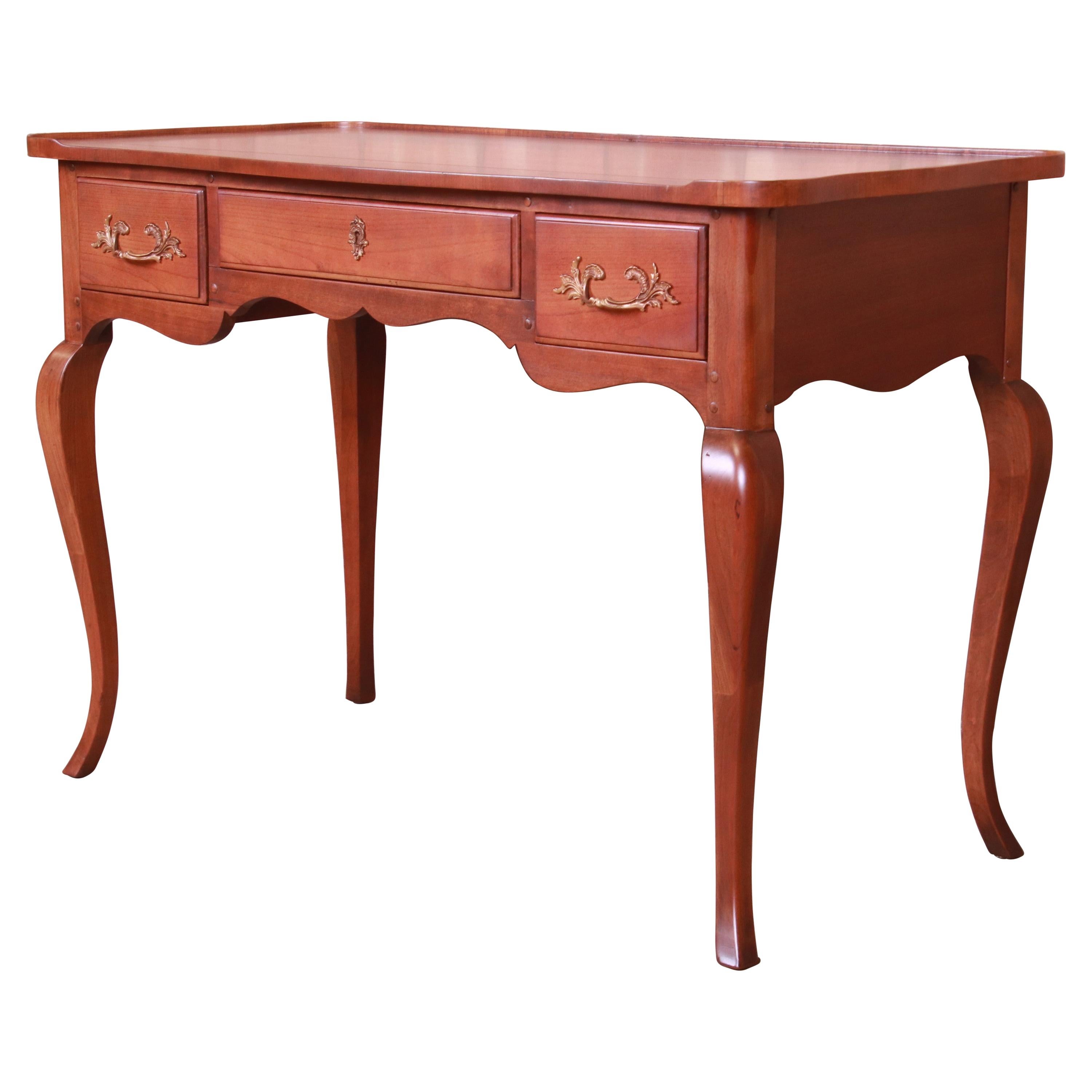 Baker Furniture French Provincial Louis XV Cherry Wood Writing Desk, Refinished