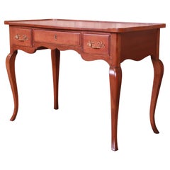 Retro Baker Furniture French Provincial Louis XV Cherry Wood Writing Desk, Refinished