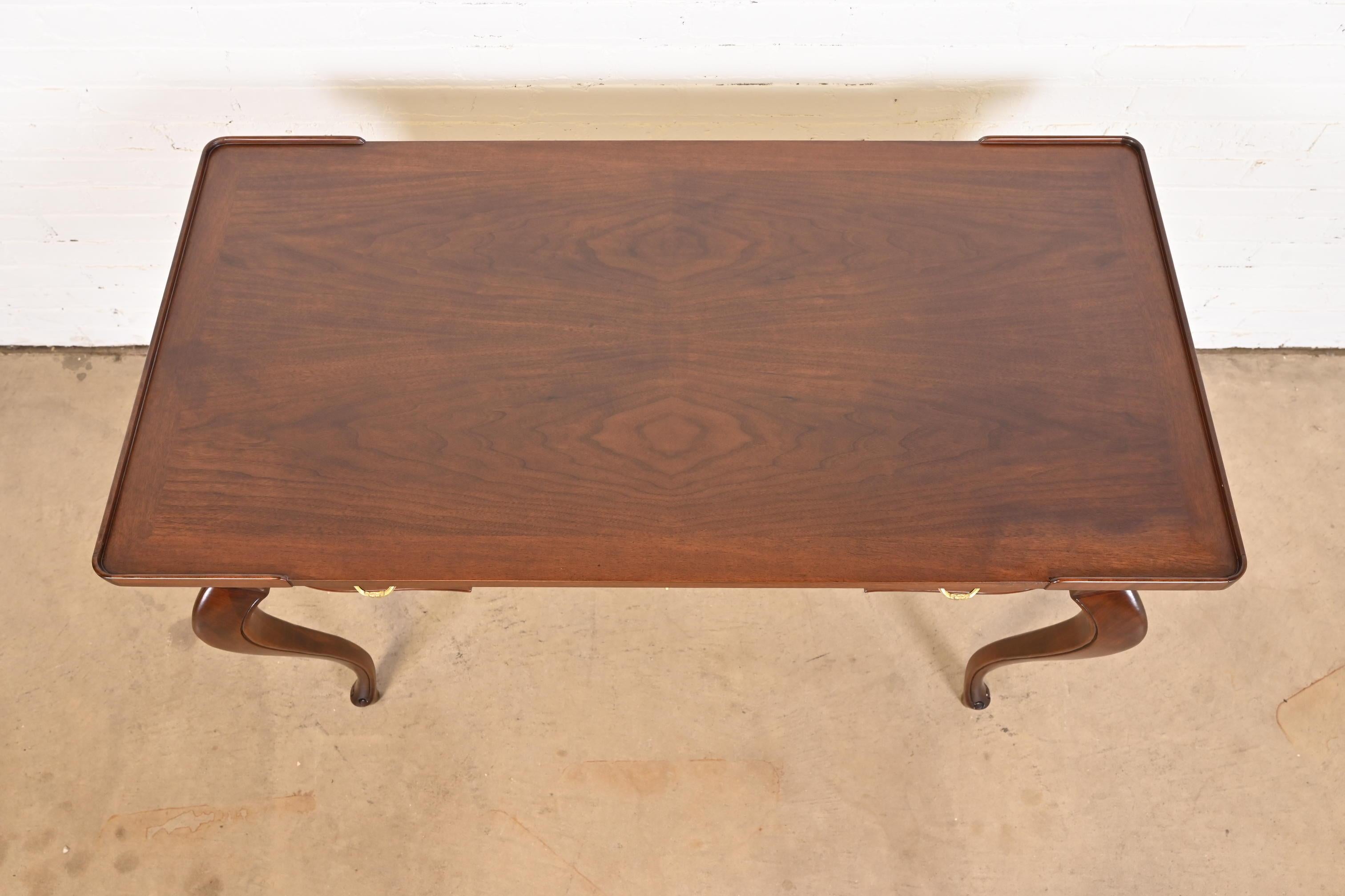 Baker Furniture French Provincial Louis XV Cherry Writing Desk, Newly Refinished For Sale 5