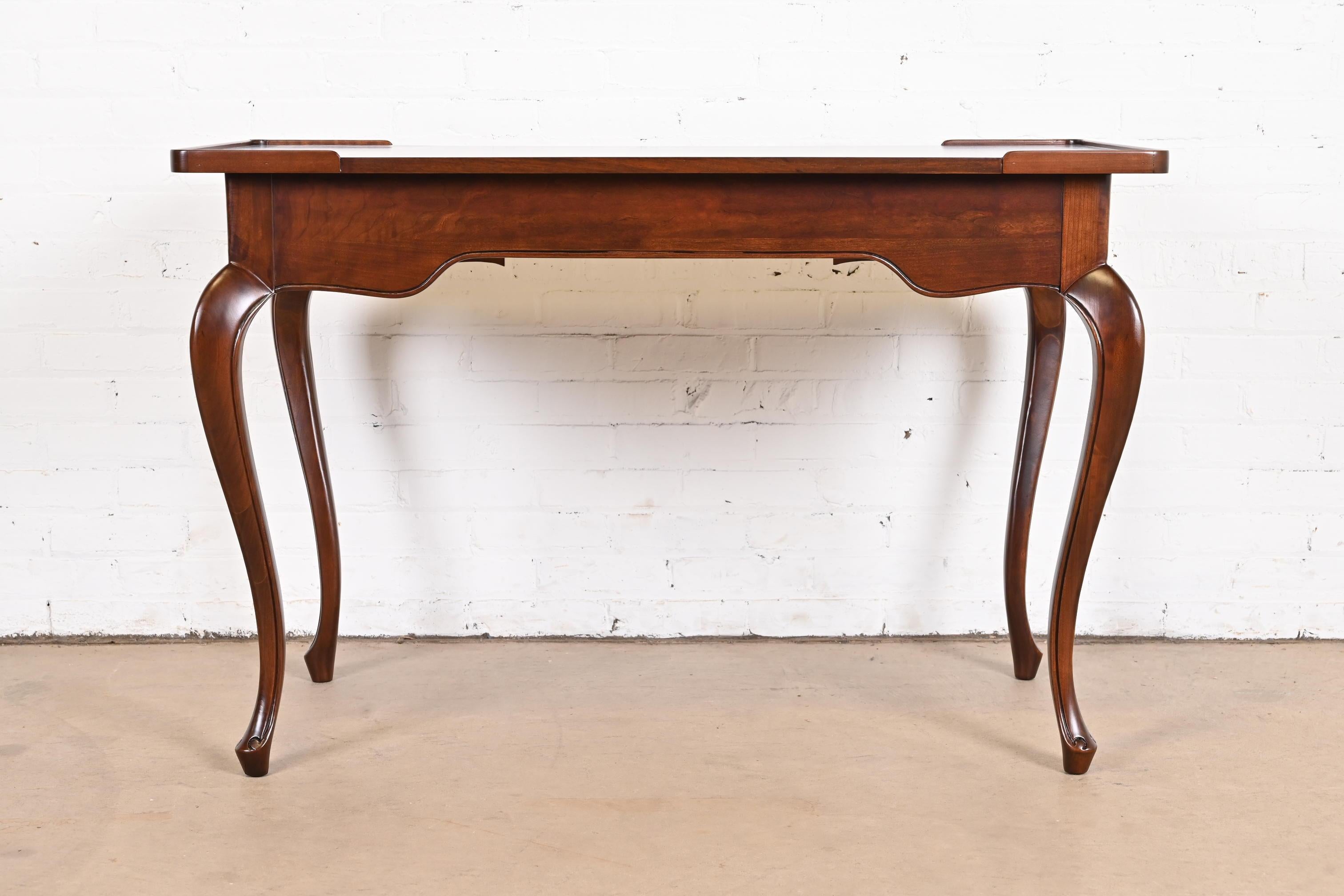 Baker Furniture French Provincial Louis XV Cherry Writing Desk, Newly Refinished For Sale 7