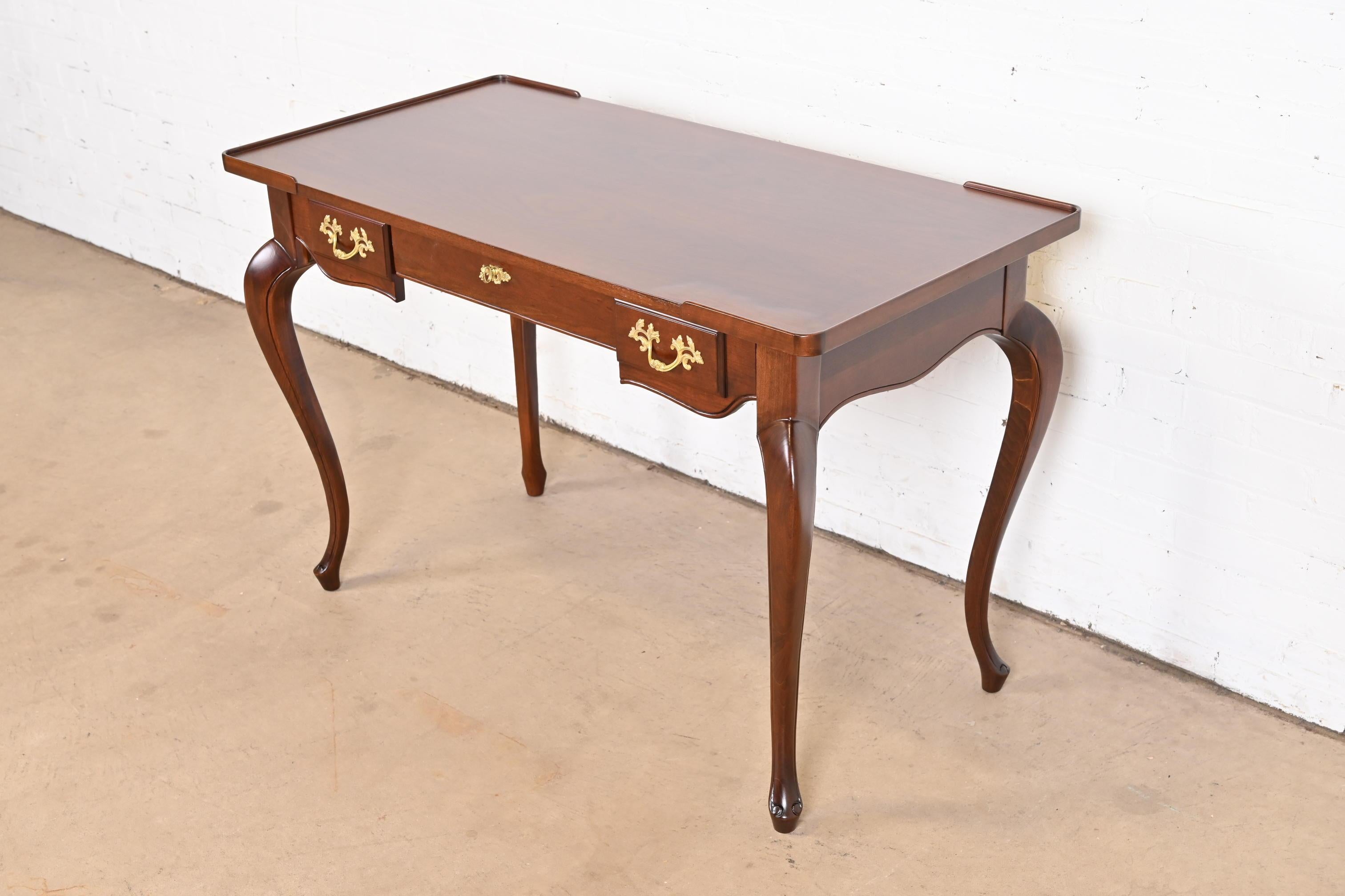 Mid-20th Century Baker Furniture French Provincial Louis XV Cherry Writing Desk, Newly Refinished For Sale