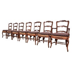 Baker Furniture Sedie da pranzo provinciali francesi Luigi XV, set di sette sedie