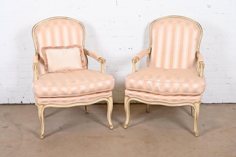 Baker Furniture French Provincial Louis XV Fauteuils, Pair For Sale 6