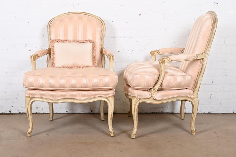 Baker Furniture French Provincial Louis XV Fauteuils, Pair For Sale 7