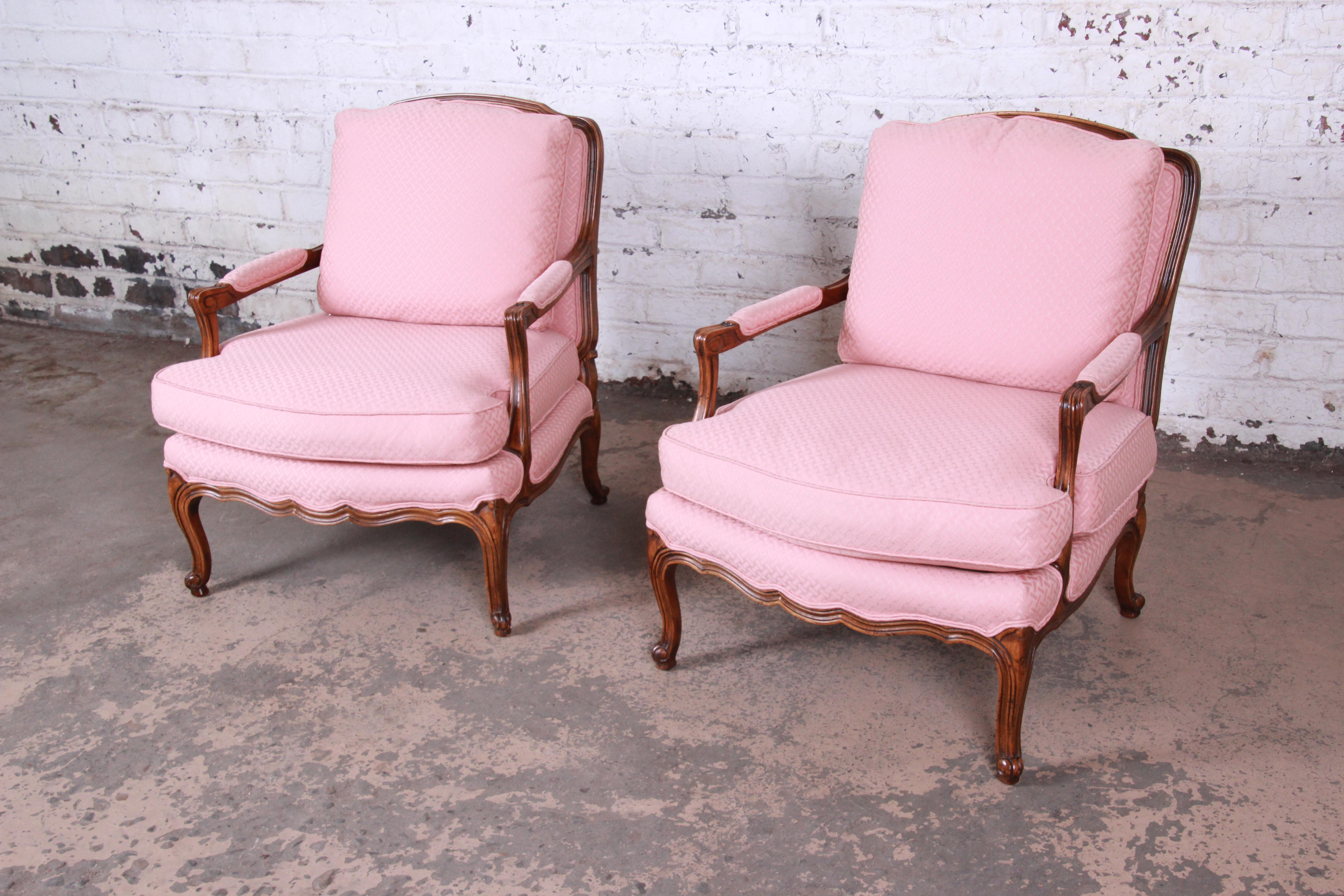 American Baker Furniture French Provincial Louis XV Fauteuils, Pair