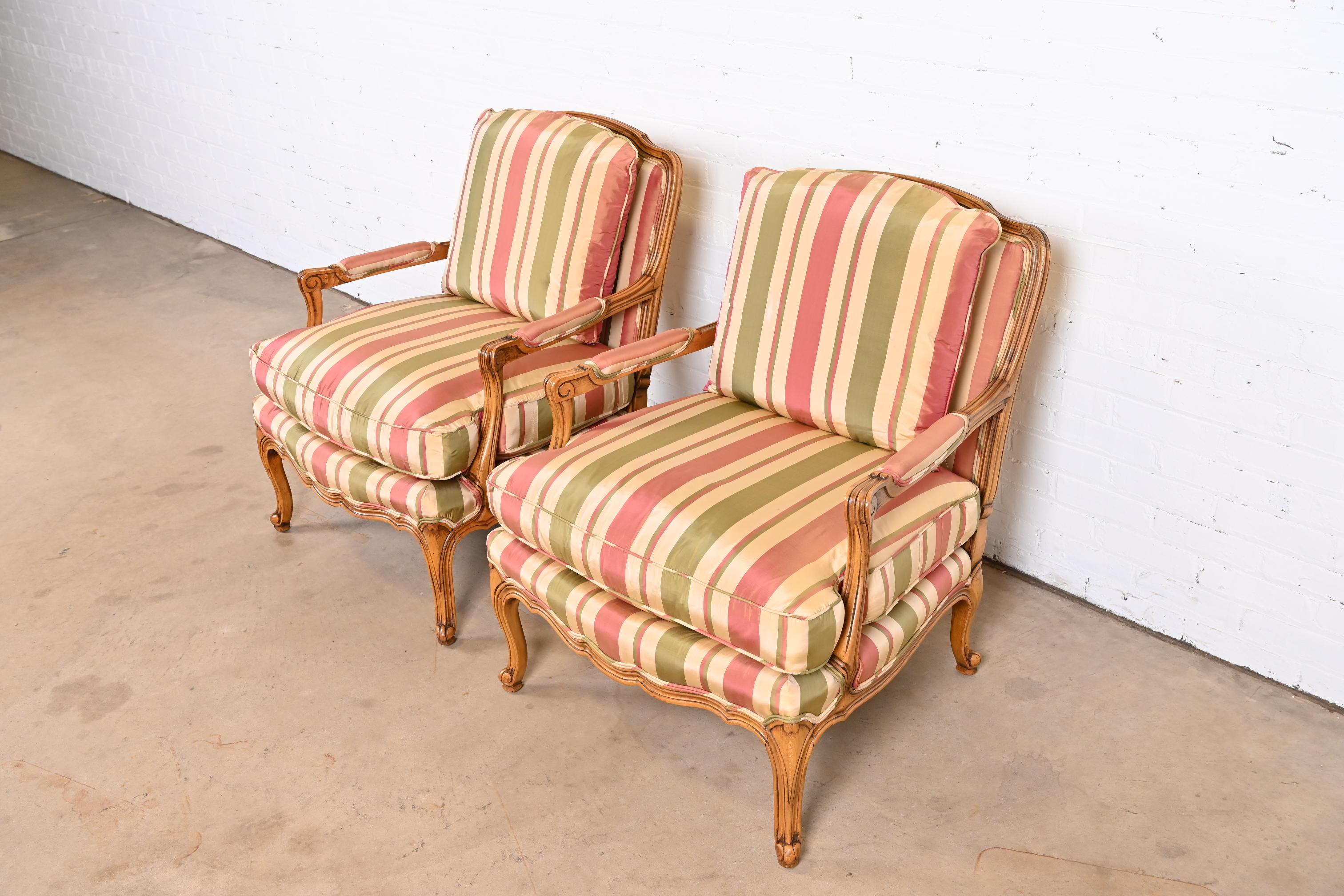 American Baker Furniture French Provincial Louis XV Fauteuils, Pair