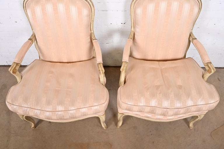Baker Furniture French Provincial Louis XV Fauteuils, Pair For Sale 1