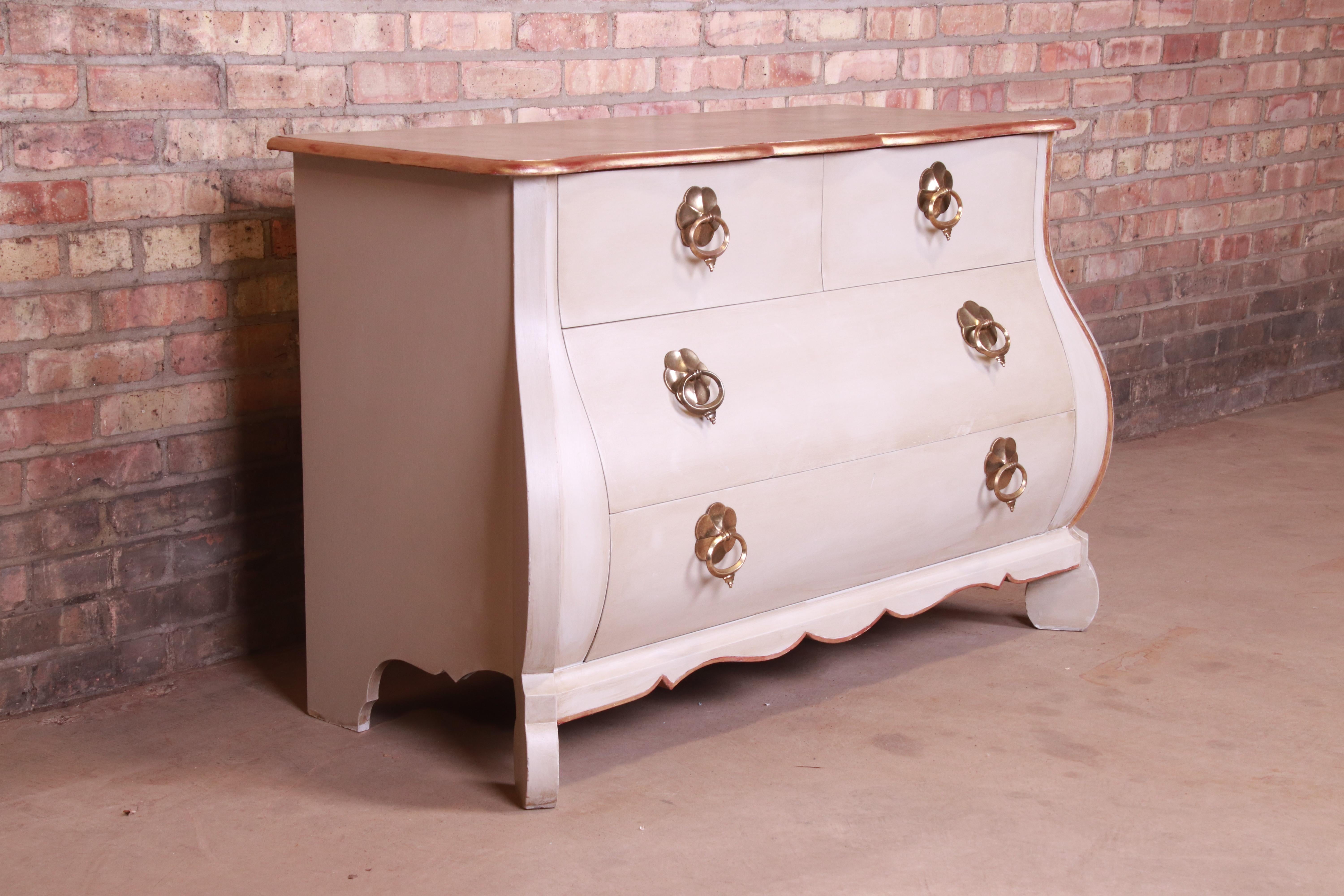 Baker Furniture French Provincial Louis XV Faux Marble-Top Bombay Chest In Good Condition In South Bend, IN